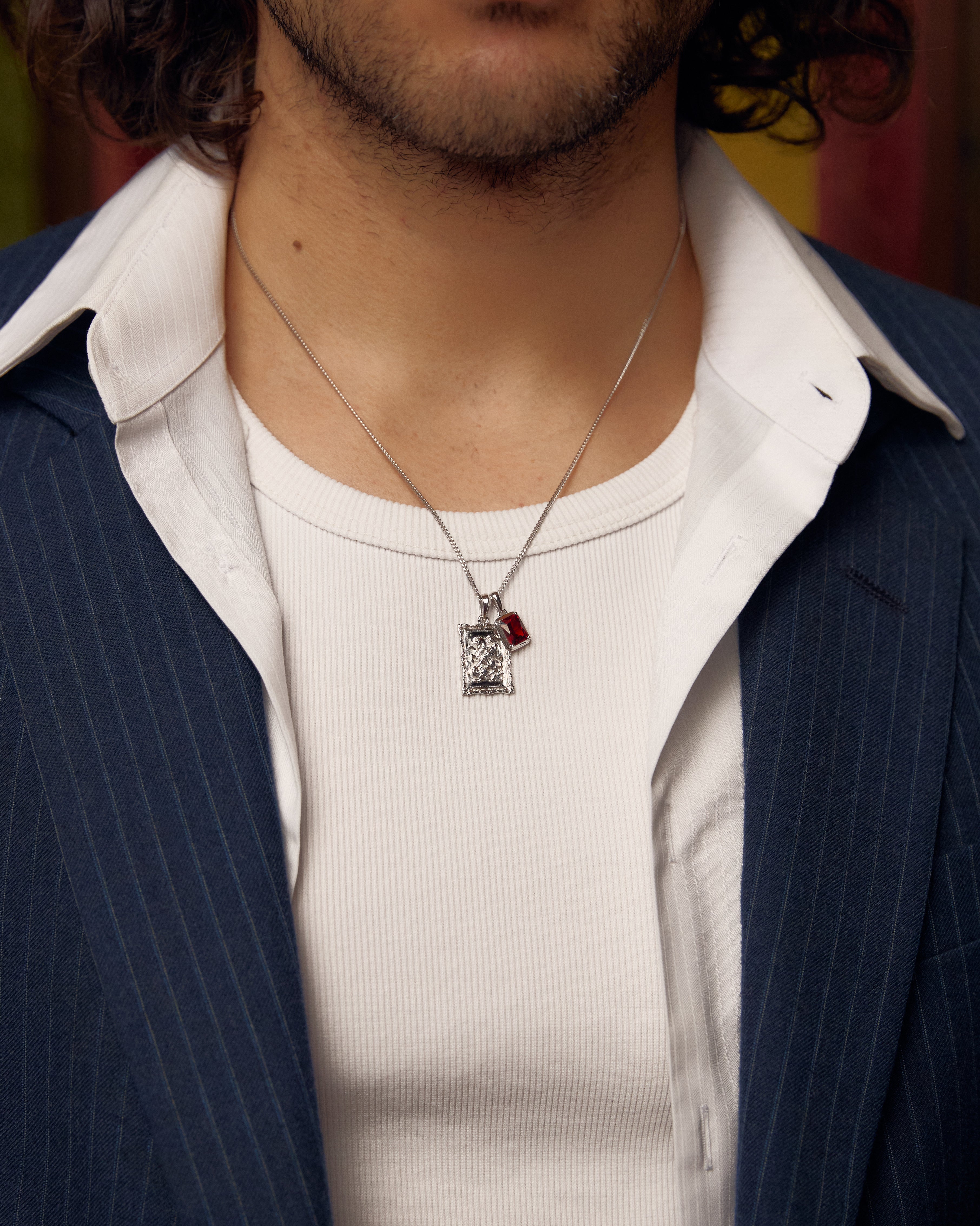 St George frame x Lisbon red stone stack- silver