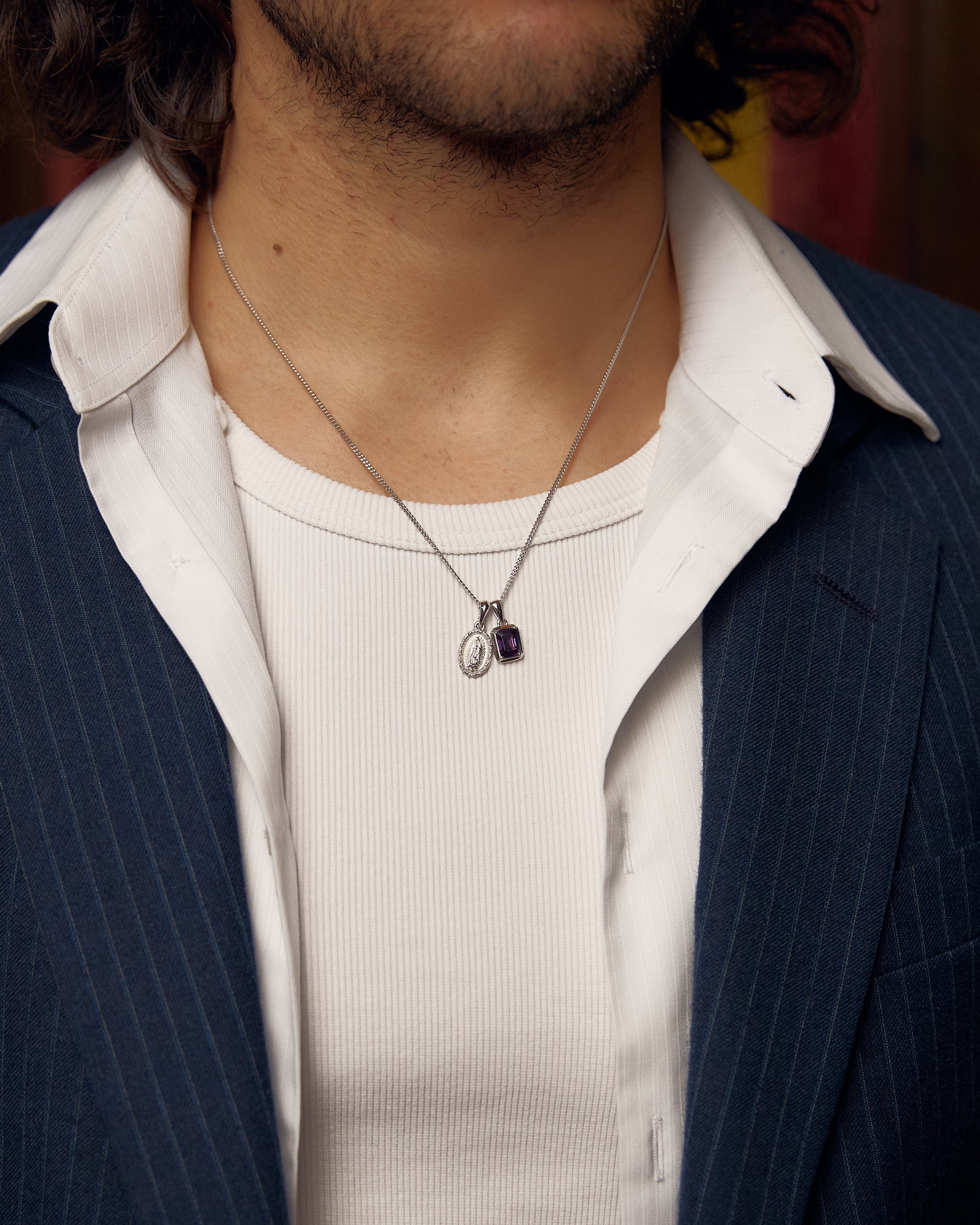 Mini Guadalupe x Cathedral Amethyst stone stack - Silver