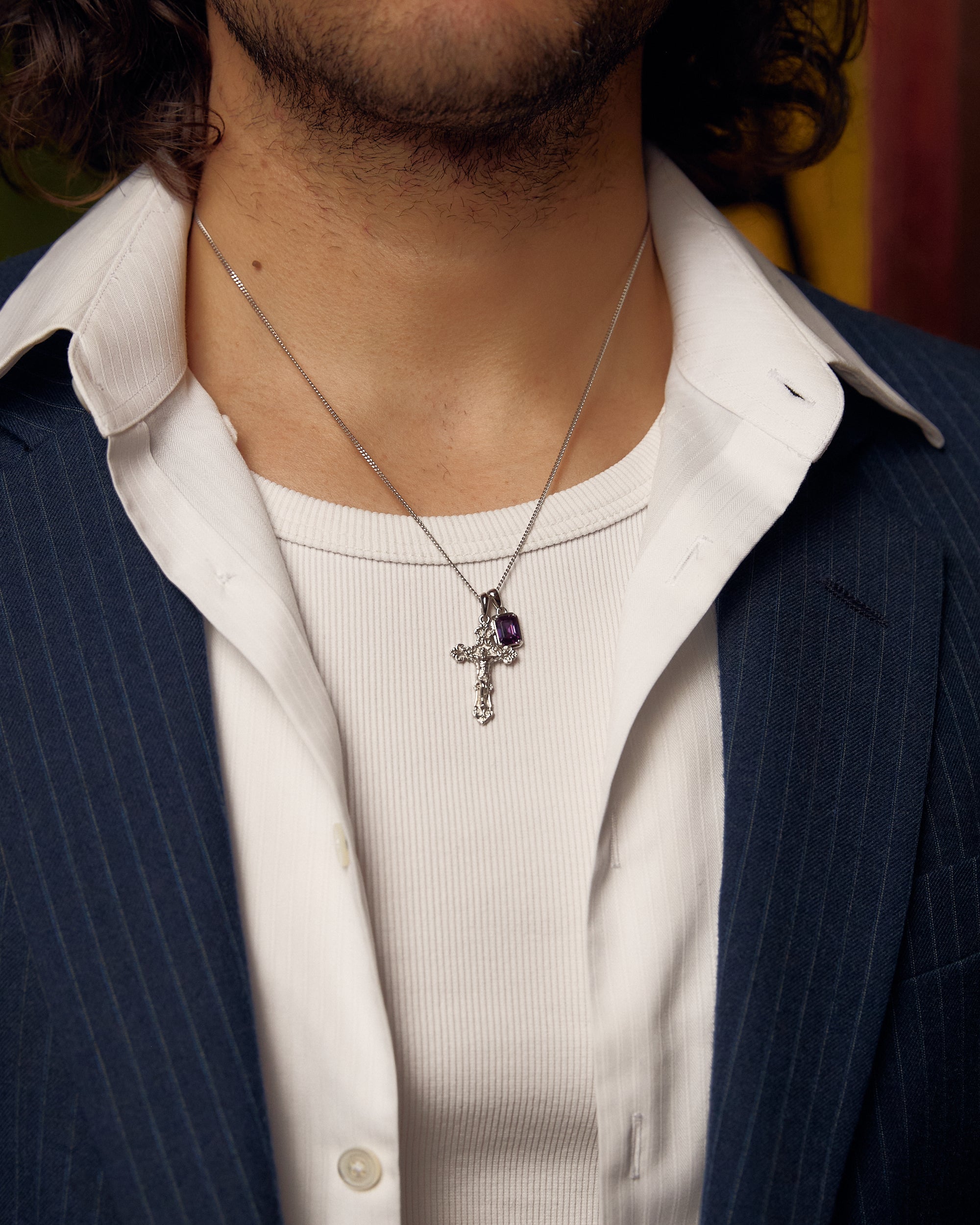 Motif crucifix x Amethyst stone stack