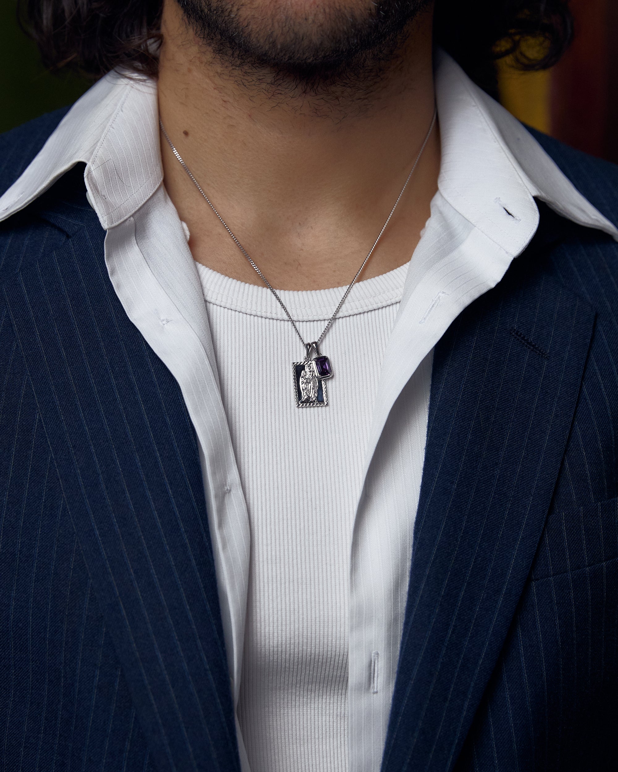 Mother Mary frame x Cathedral Amethyst stone stack - Silver