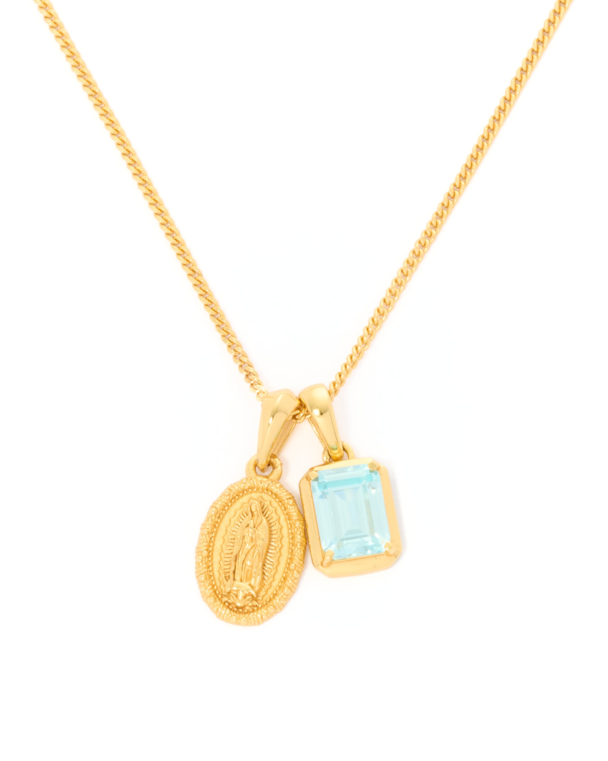 Mini Guadalupe x Aquamarine stone stack - Gold