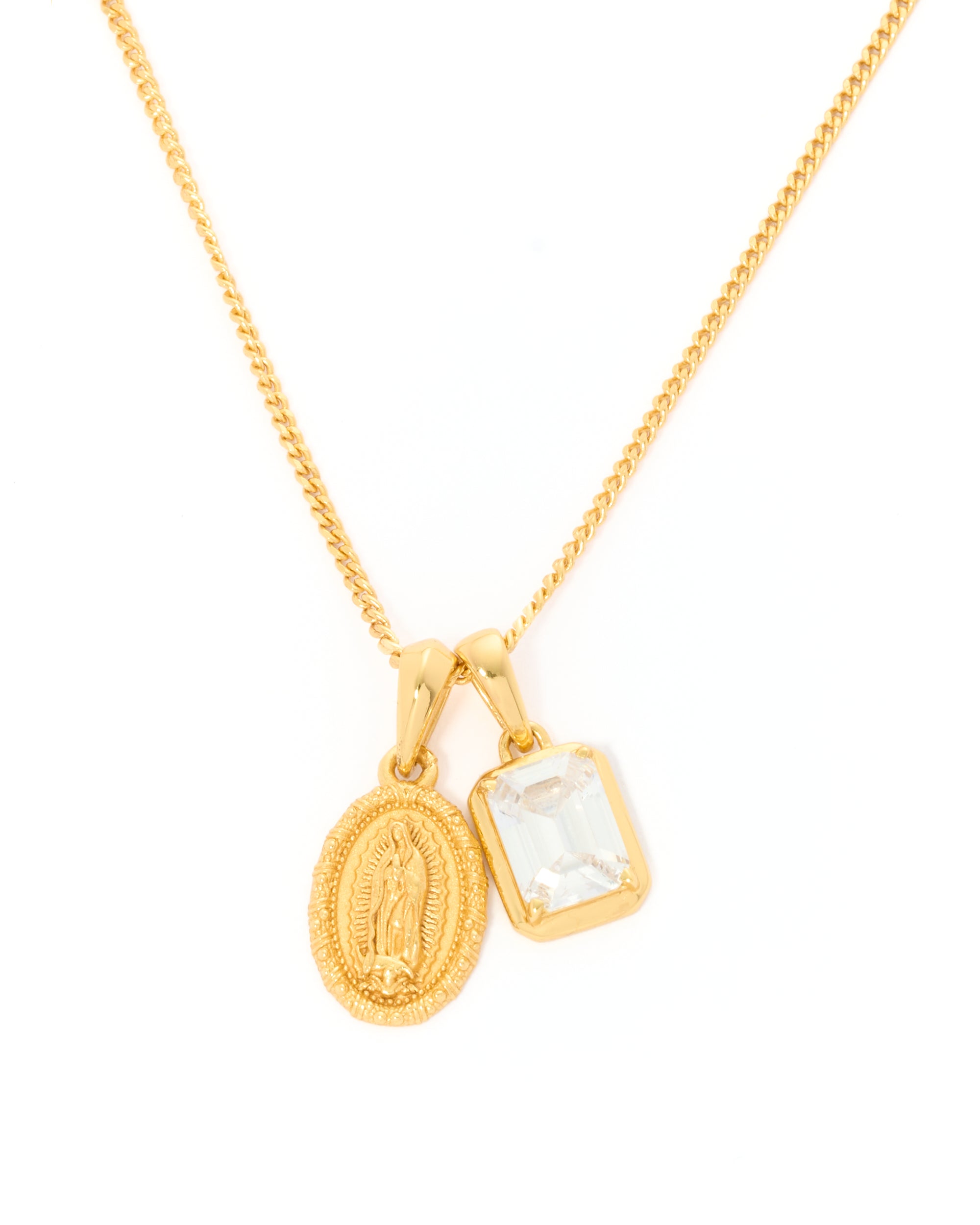 Mini Guadalupe x Sapphire stone stack - Gold