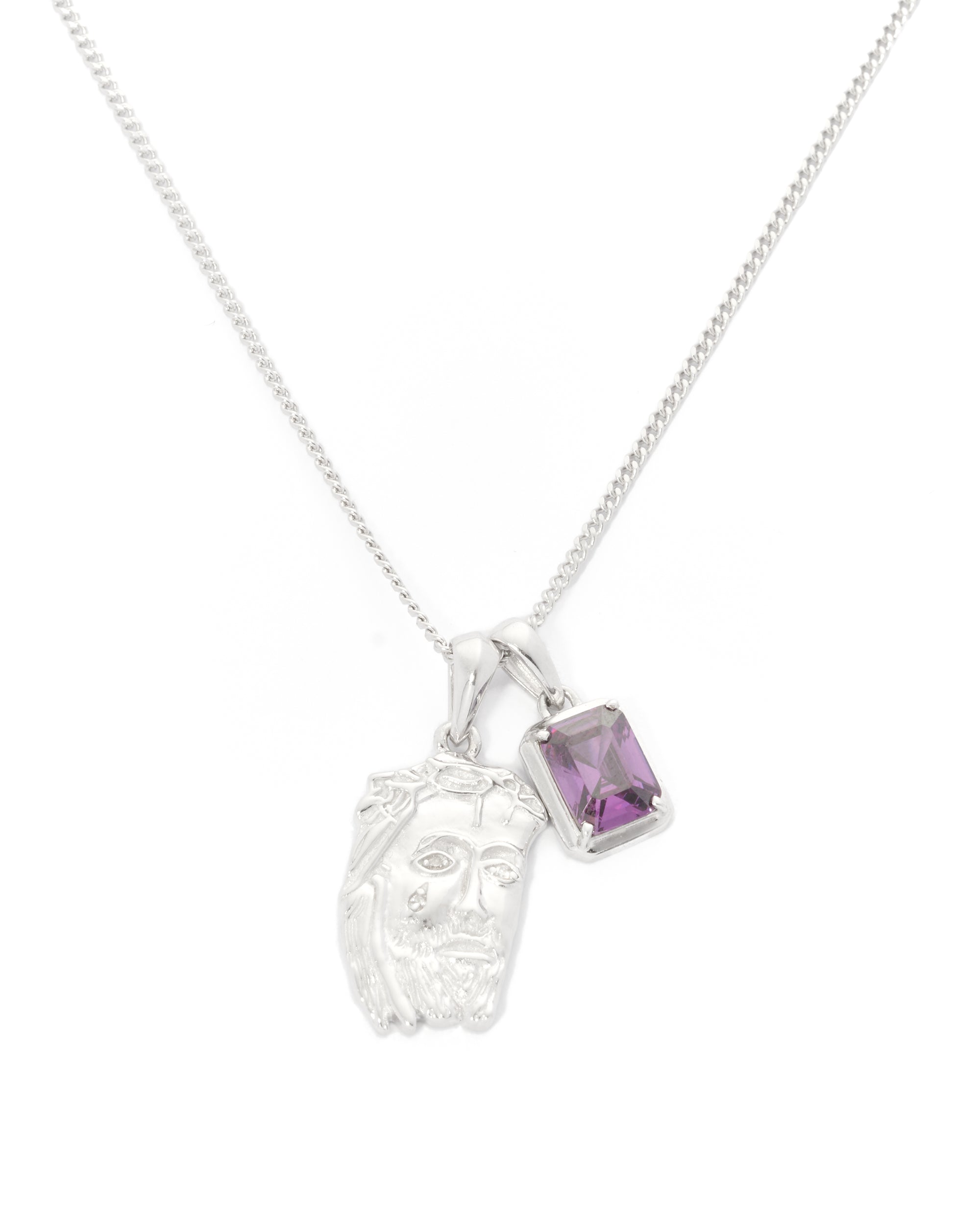 Tearing Jesus Piece x Amethyst stone stack - Silver