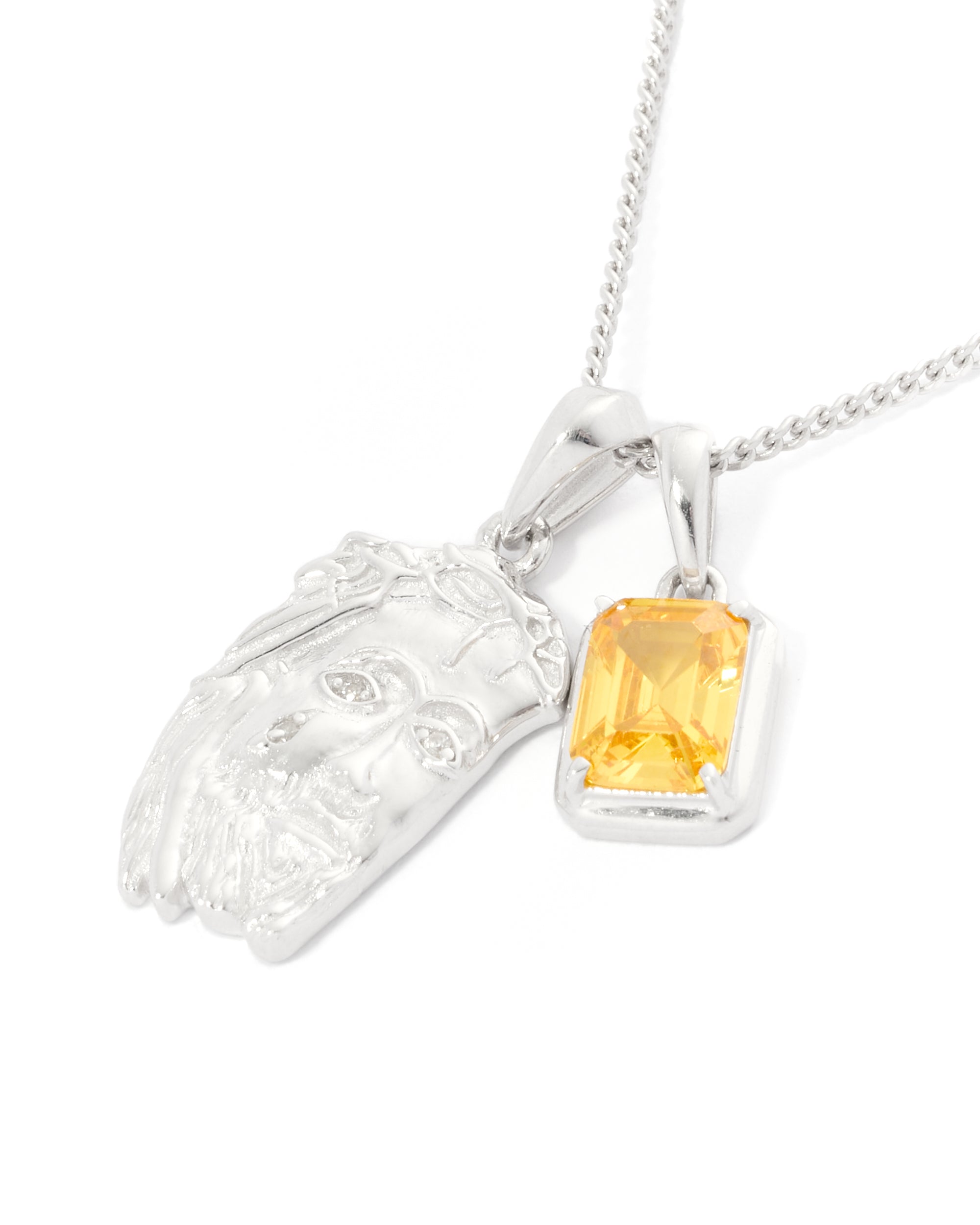 Tearing Jesus Piece x diamond stone stack - Silver