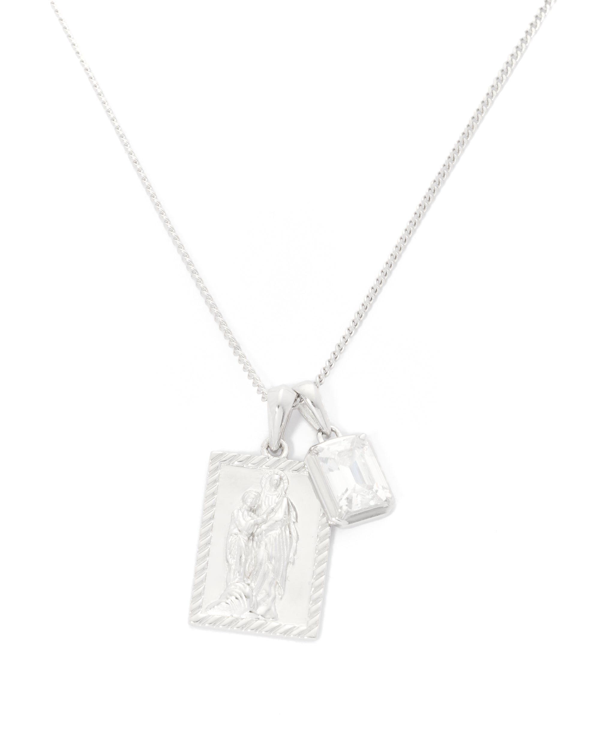 Mother Mary frame x diamond stone stack - Silver