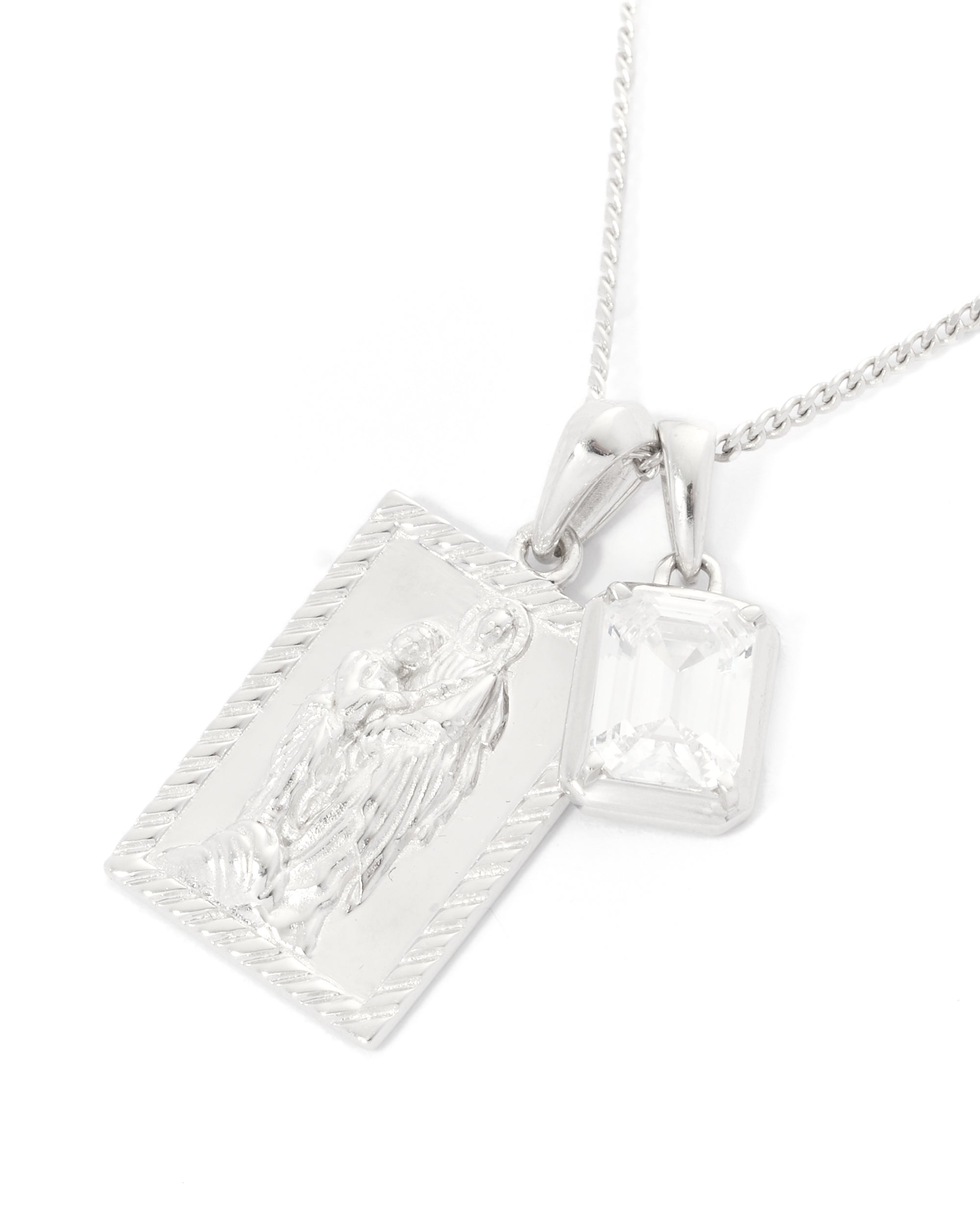 Mother Mary frame x diamond stone stack - Silver