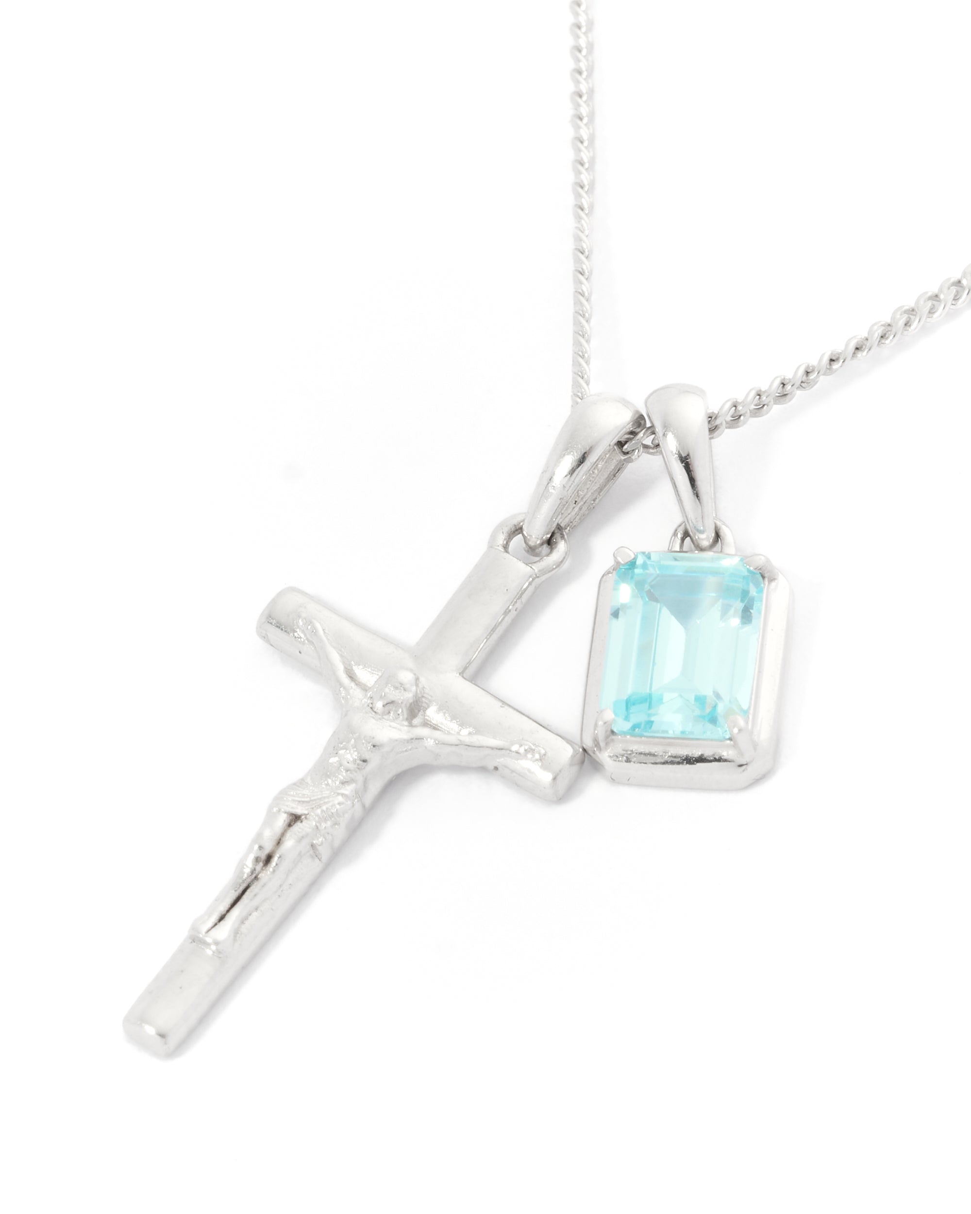 Crucifix x Maré Aquamarine stone stack - Silver