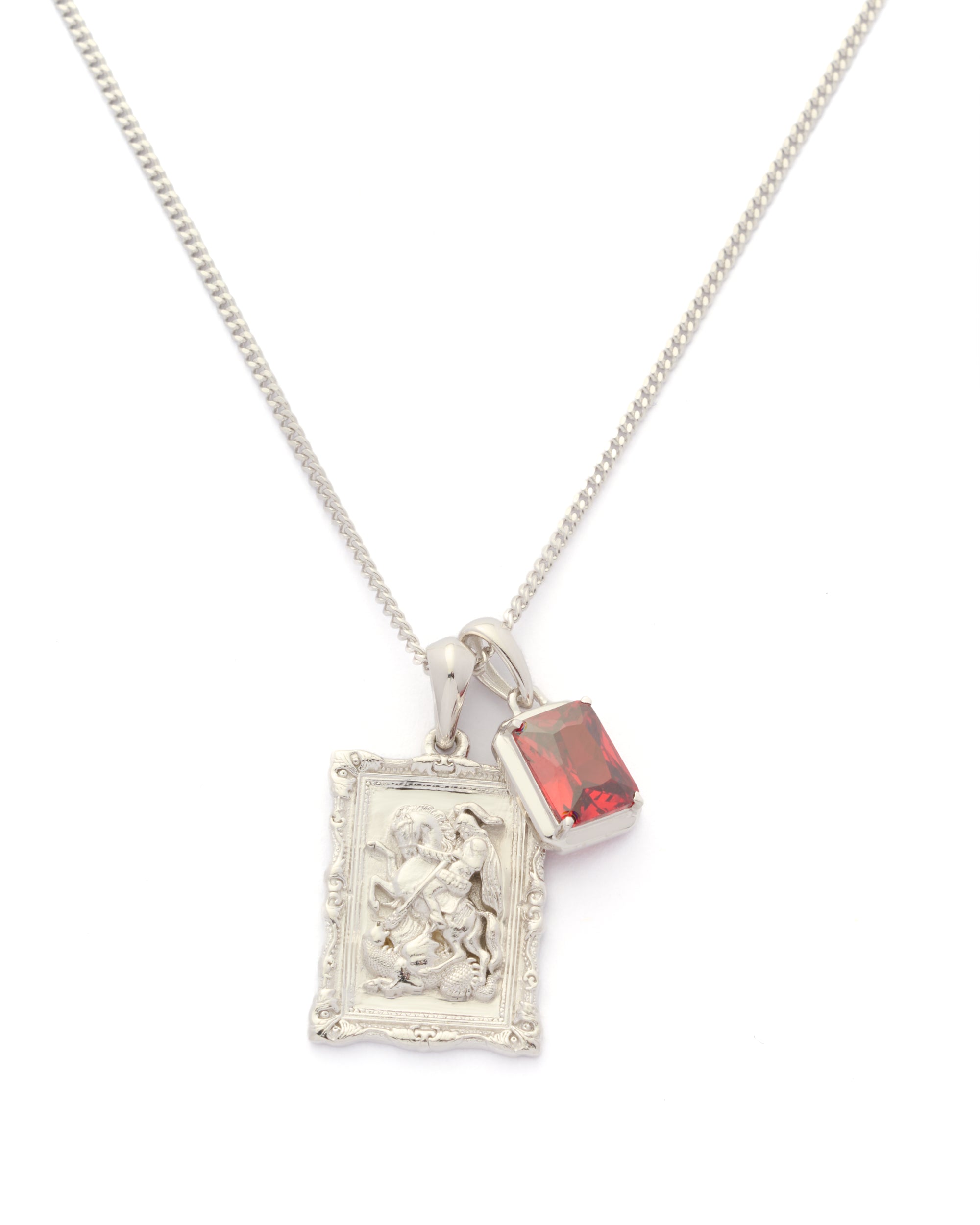 St George frame x Lisbon red stone stack- silver