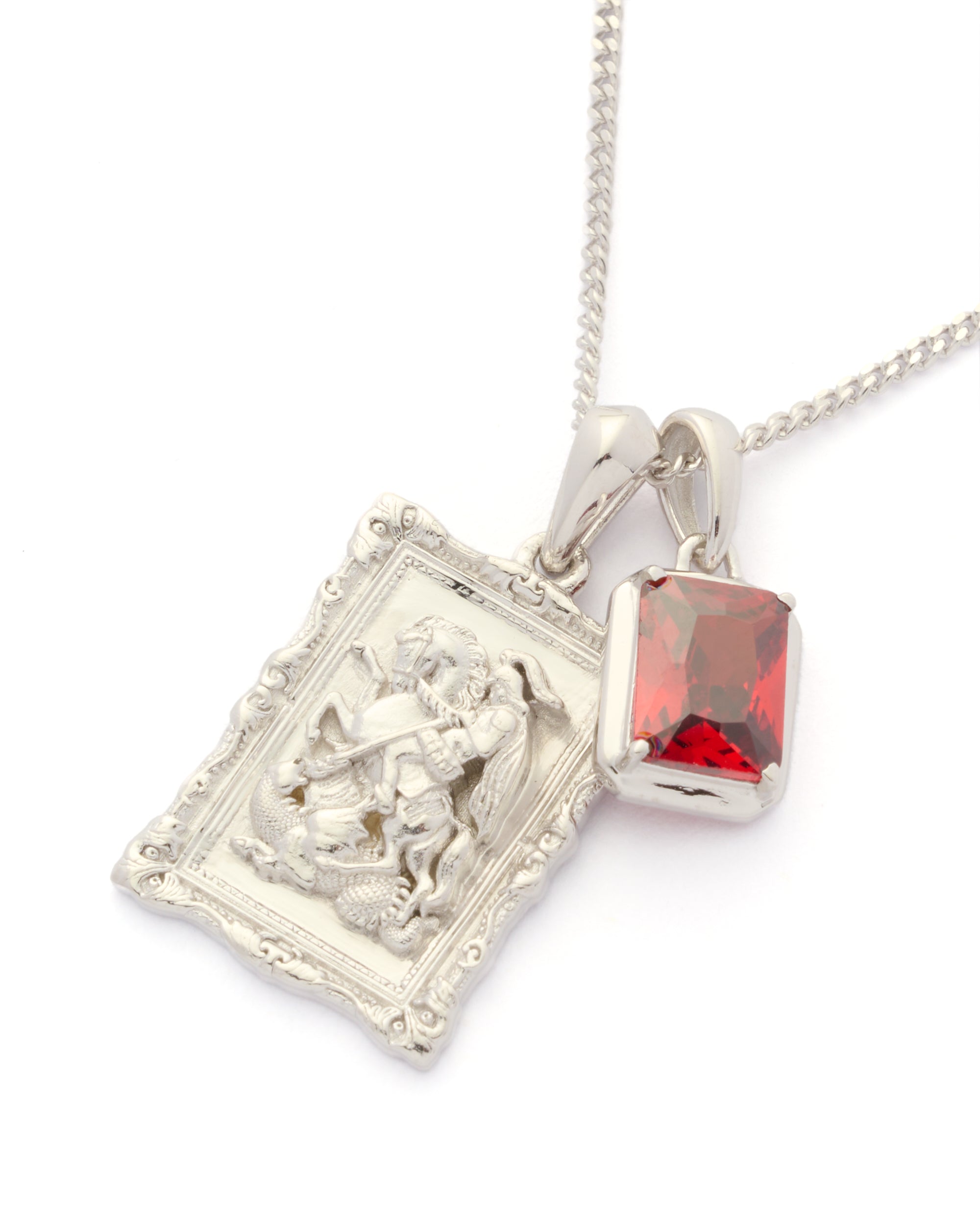 St George frame x Lisbon red stone stack- silver