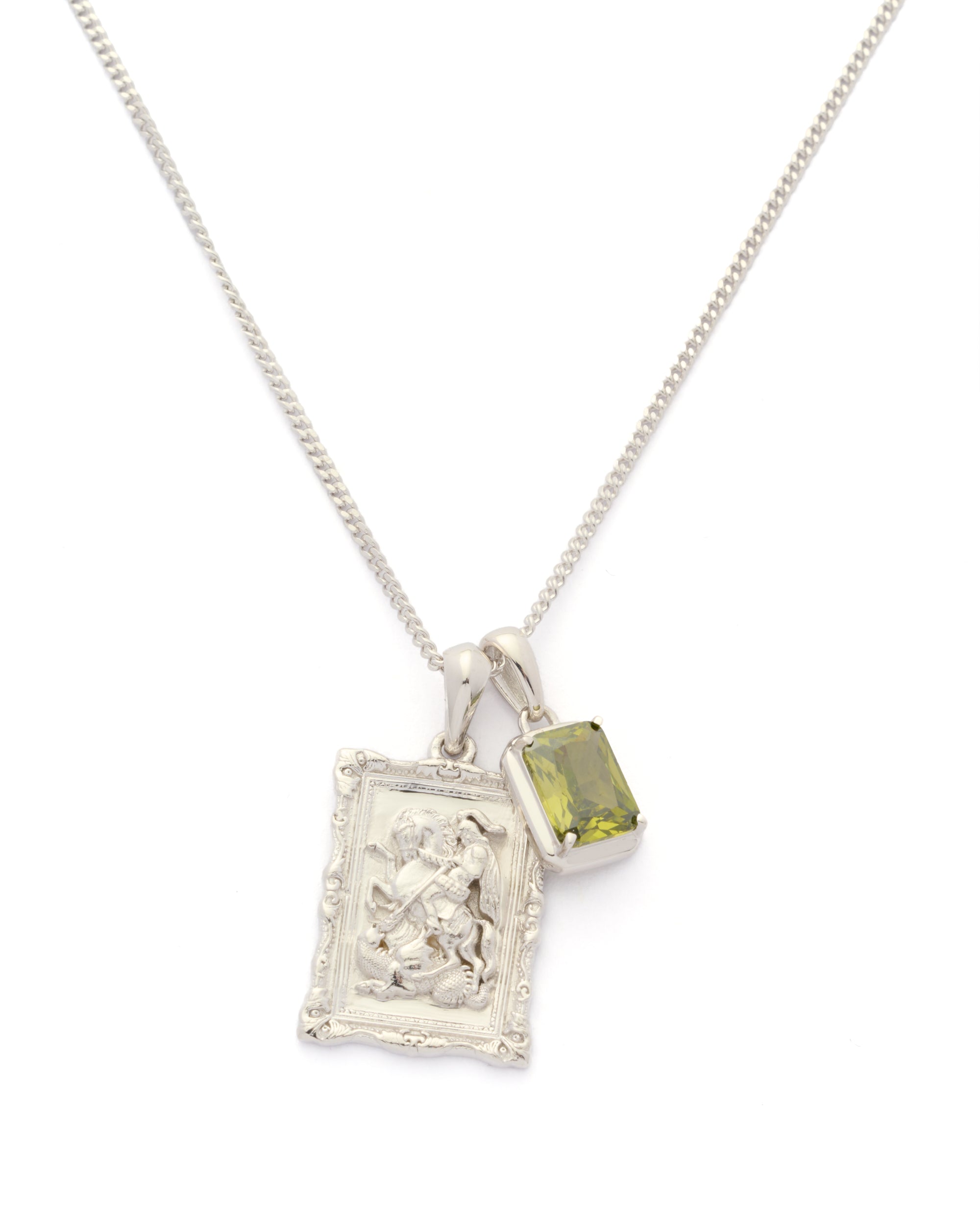 St George frame X Mediterranean Olive stone stack -Silver