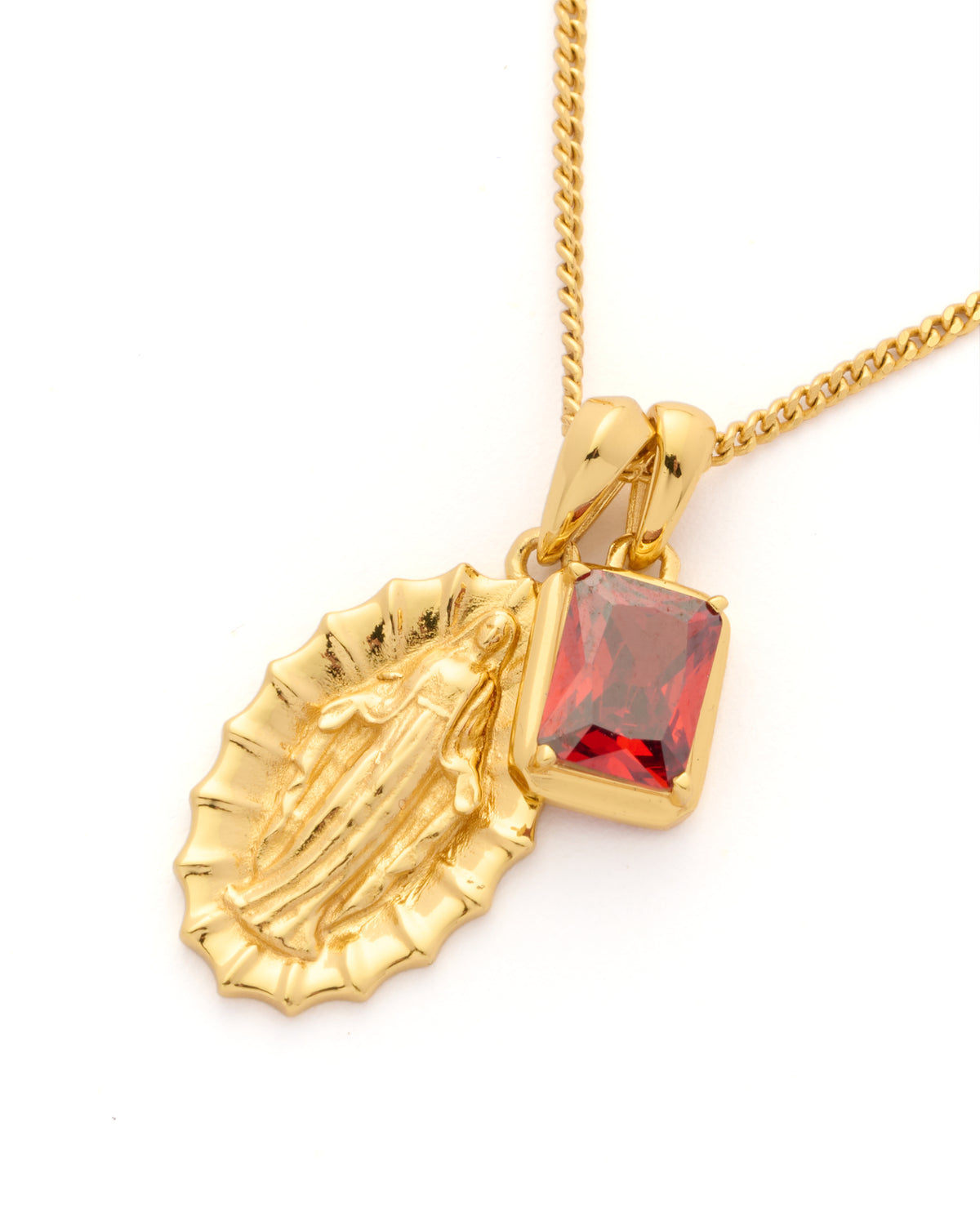Our Lady of Guadalupe x Lisbon red stone stack - Gold