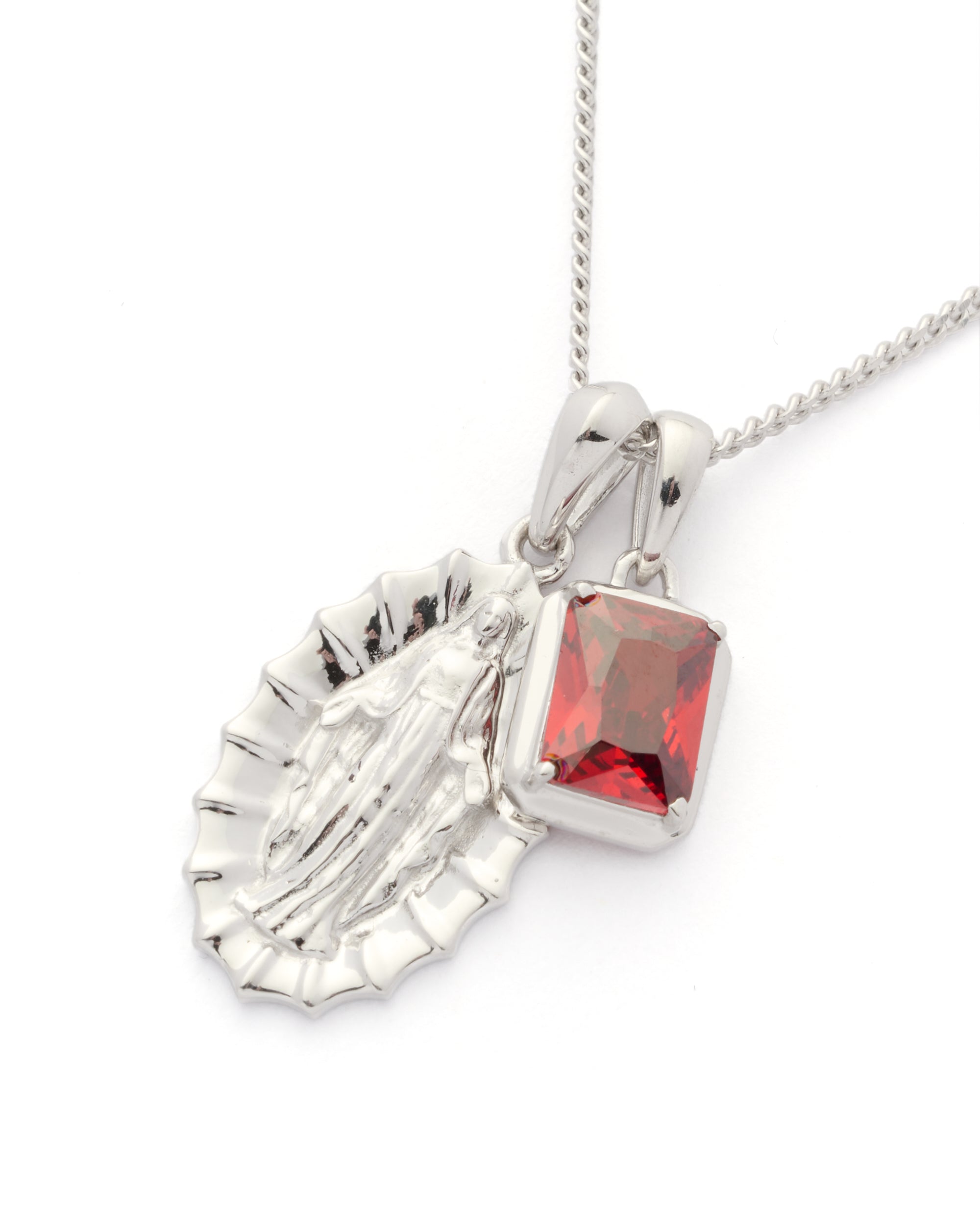Our Lady of Guadalupe x Lisbon red stone stack - Silver