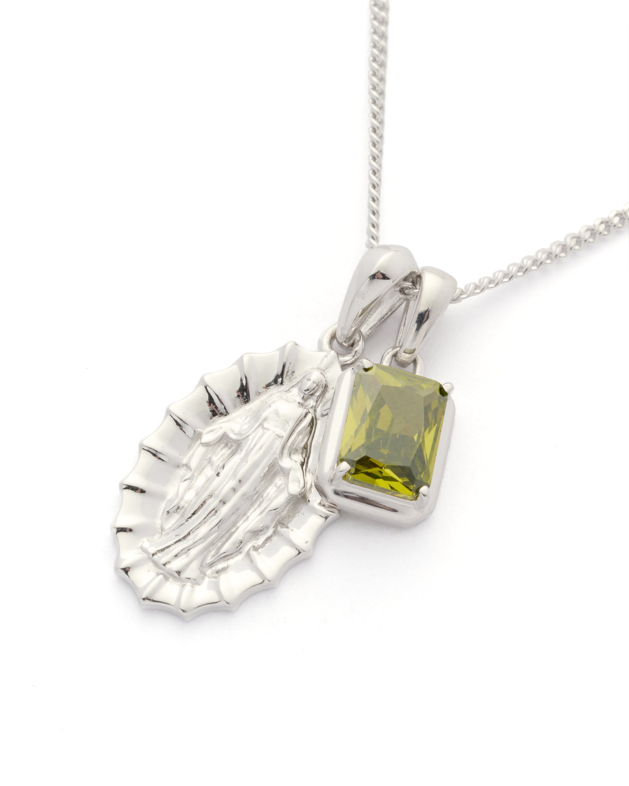 Our Lady of Guadalupe x Mediterranean Olive stone stack - Silver