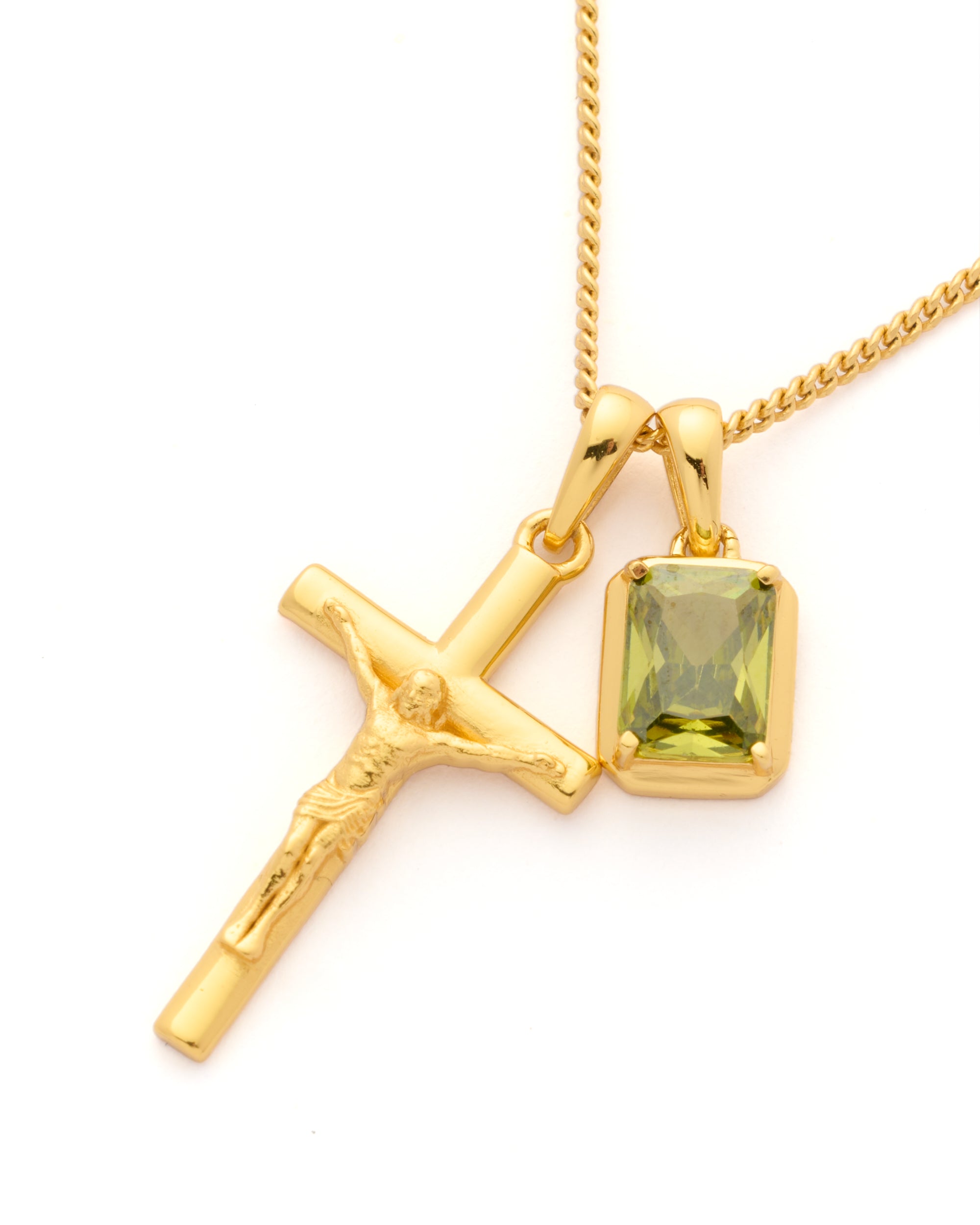 The Crucifix x Mediterranean Green stone - Gold