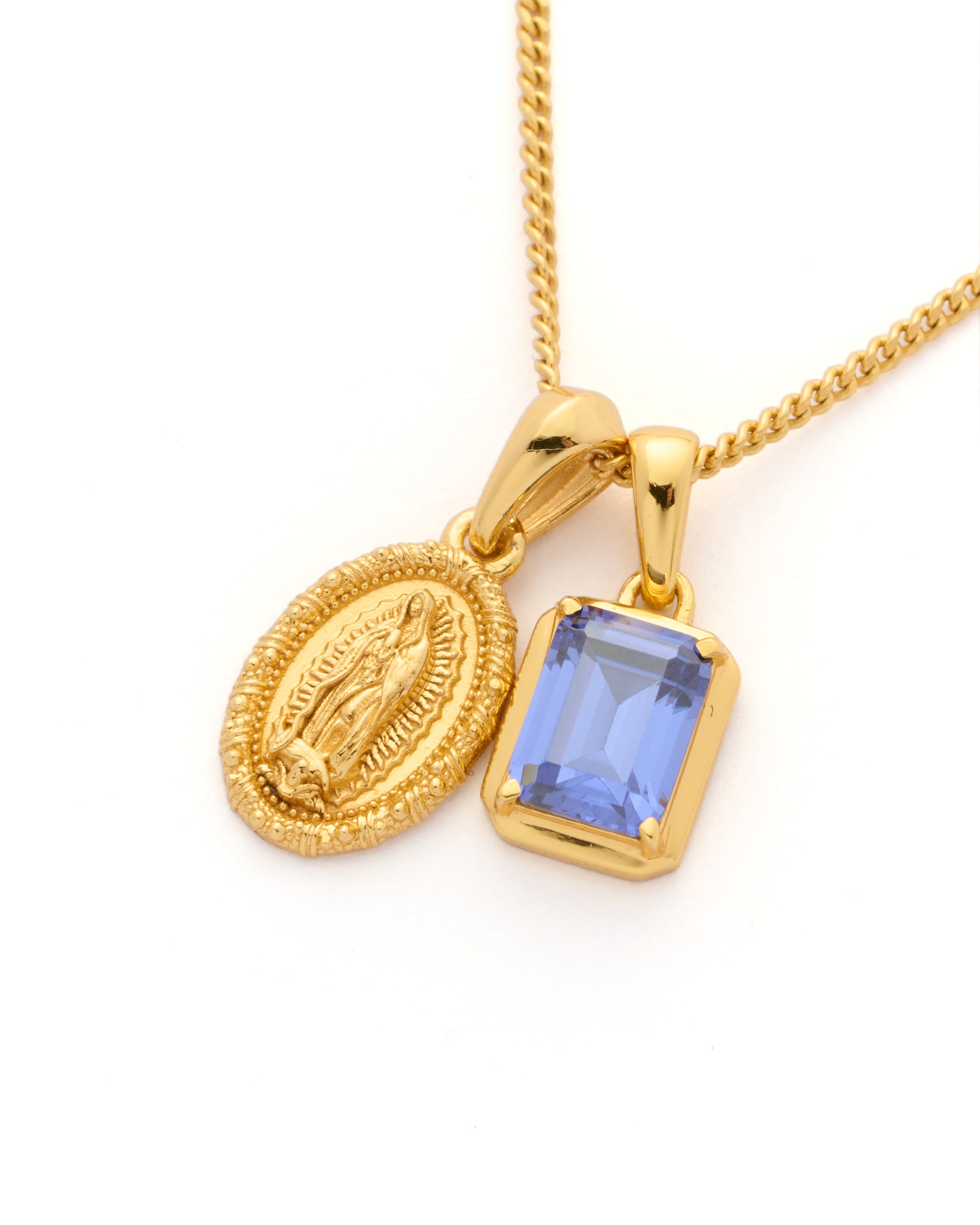Mini Guadalupe x Sapphire stone stack - Gold