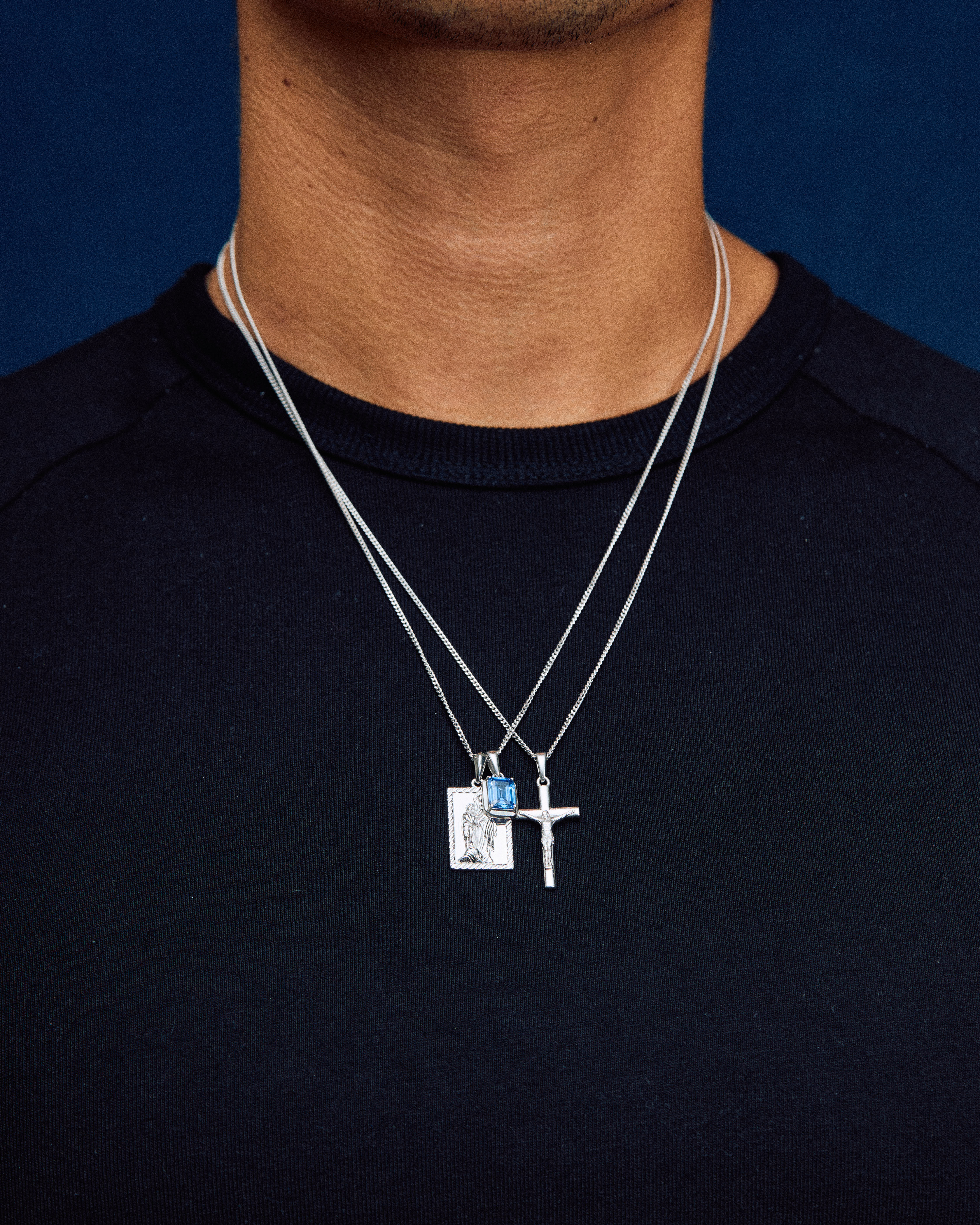 The Mother Mary Frame x Sapphire stone stack - Silver (Pre order)