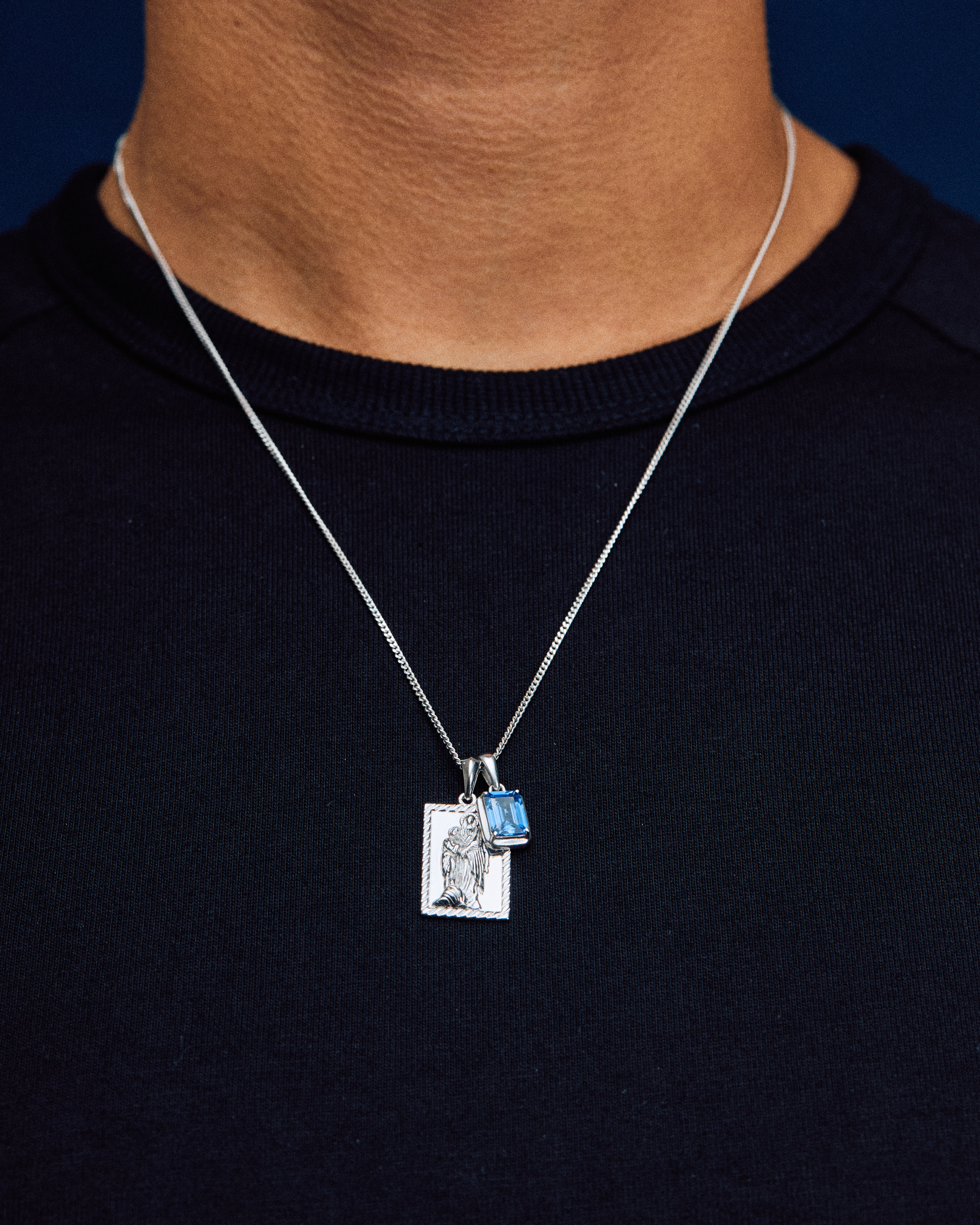 The Mother Mary Frame x Sapphire stone stack - Silver (Pre order)
