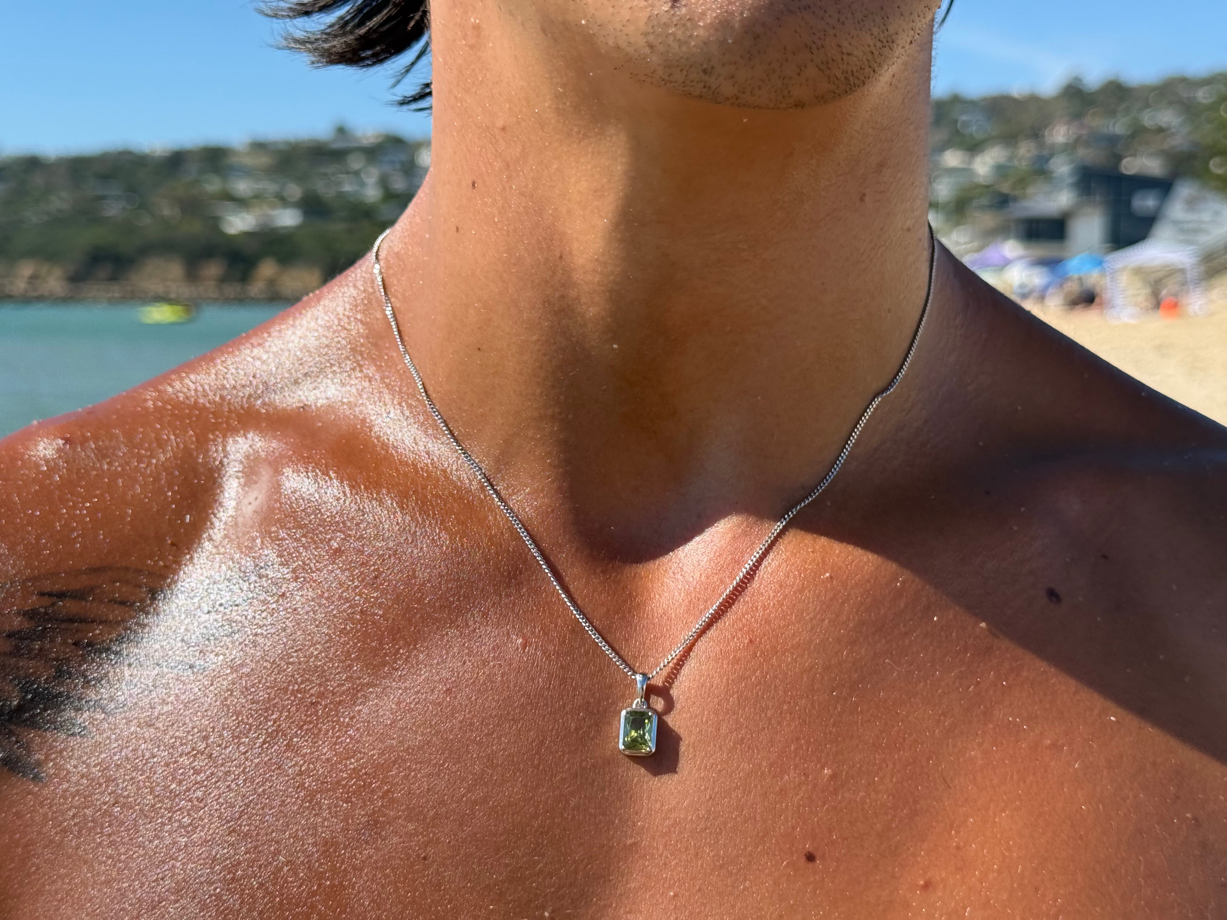 Mediterranean Olive stone chain -Silver