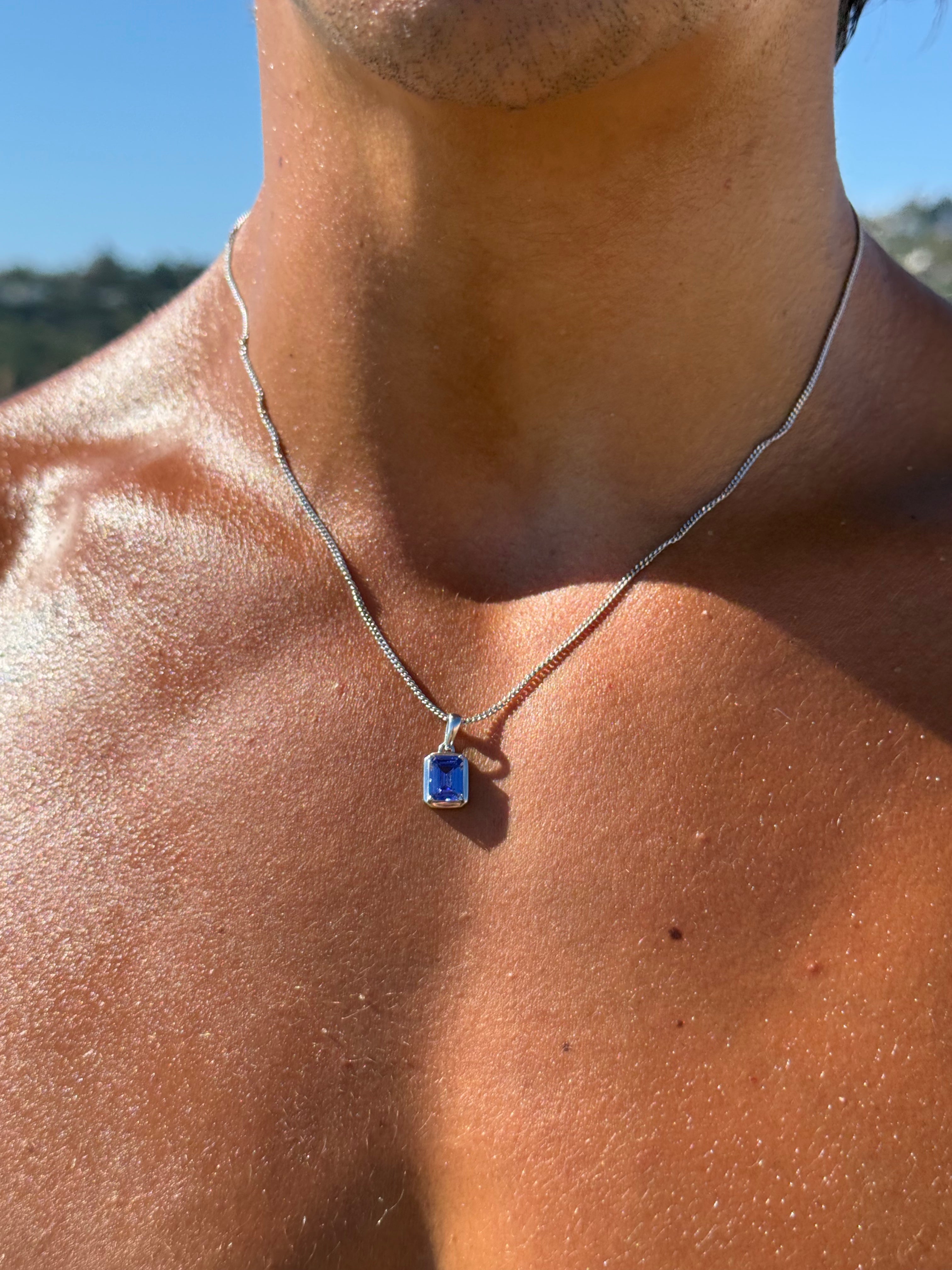 Sapphire Sea stone chain- Silver