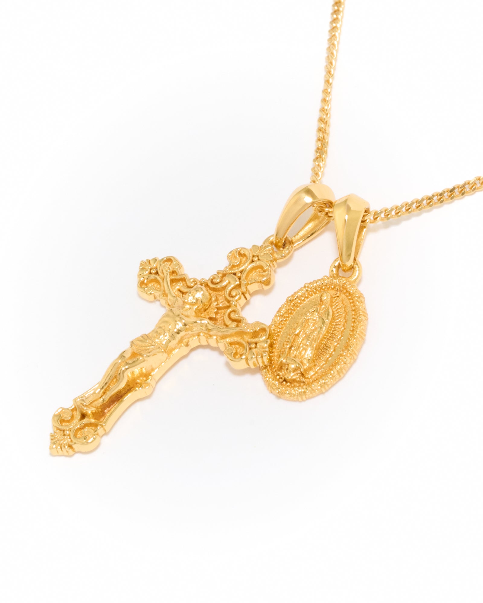 Motif crucifix x Mini Guadalupe - Gold