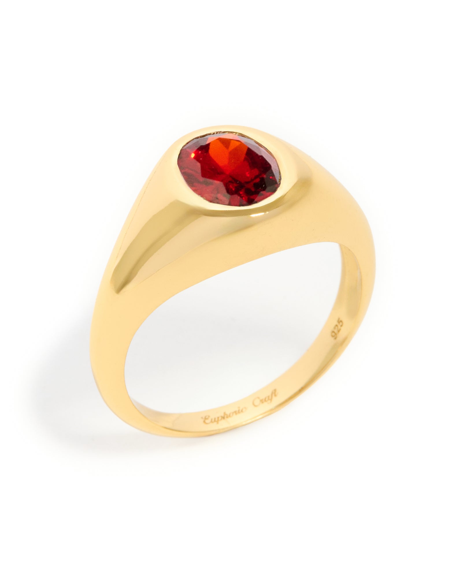 Lisbon red stone signet ring - Gold