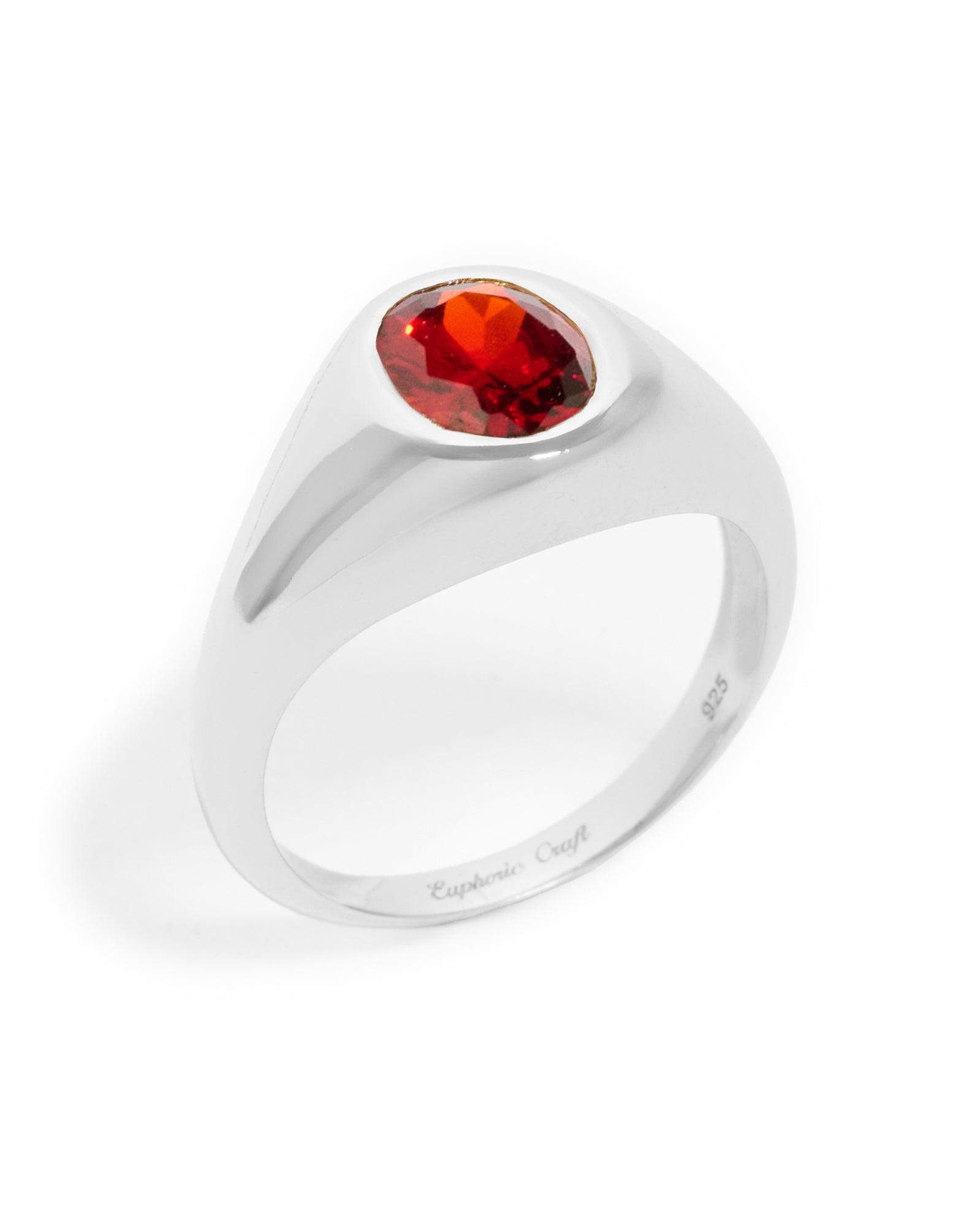 Lisbon red stone signet ring - Silver