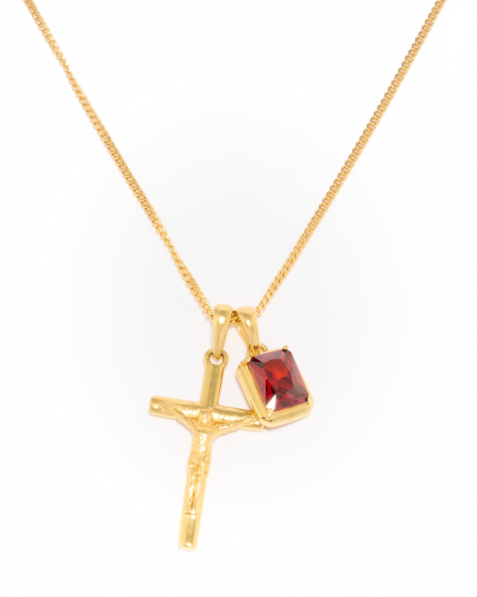 The Crucifix x Lisbon red stone - Gold (Pre order)