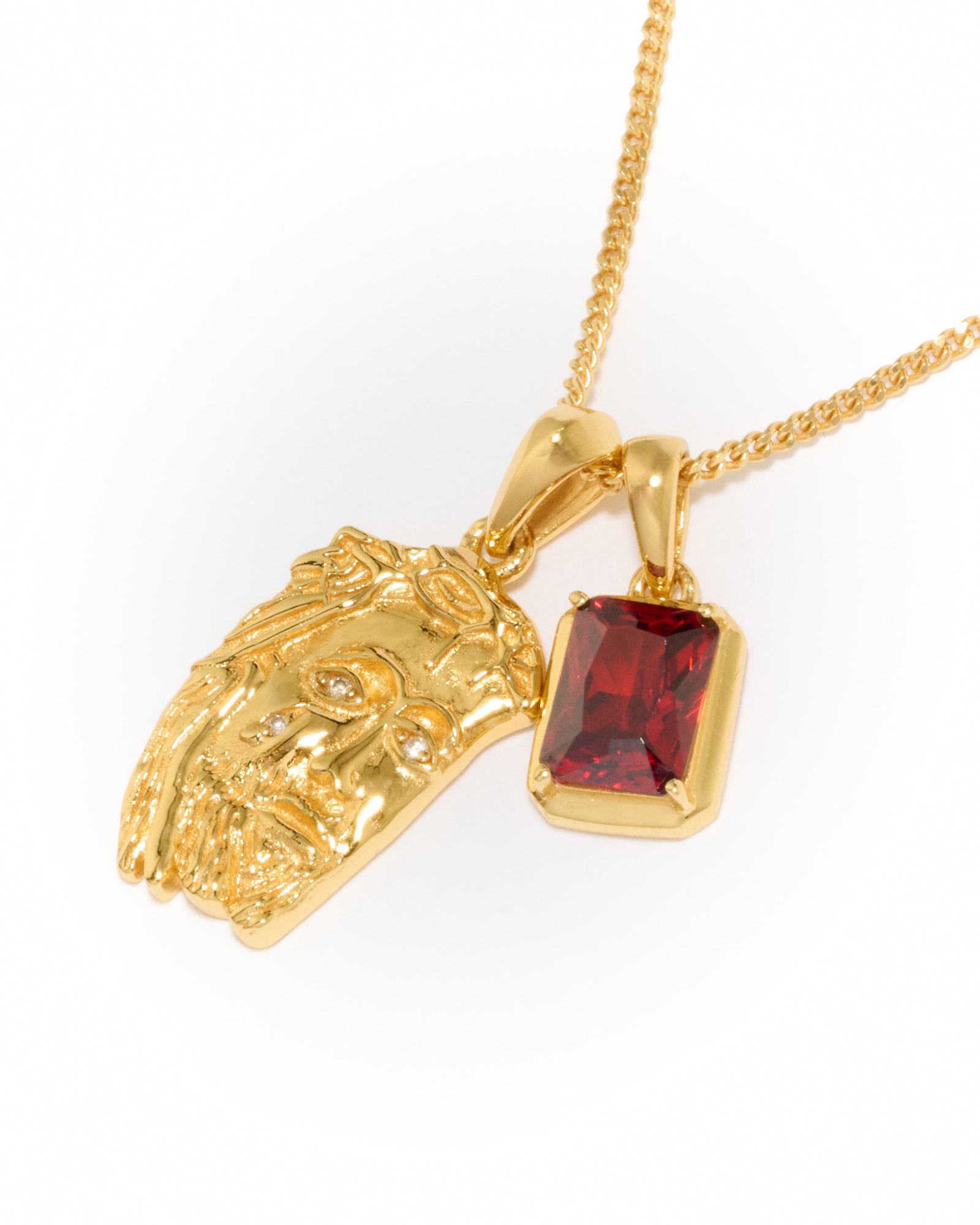 Tearing Jesus Piece x Lisbon red stone stack - Gold