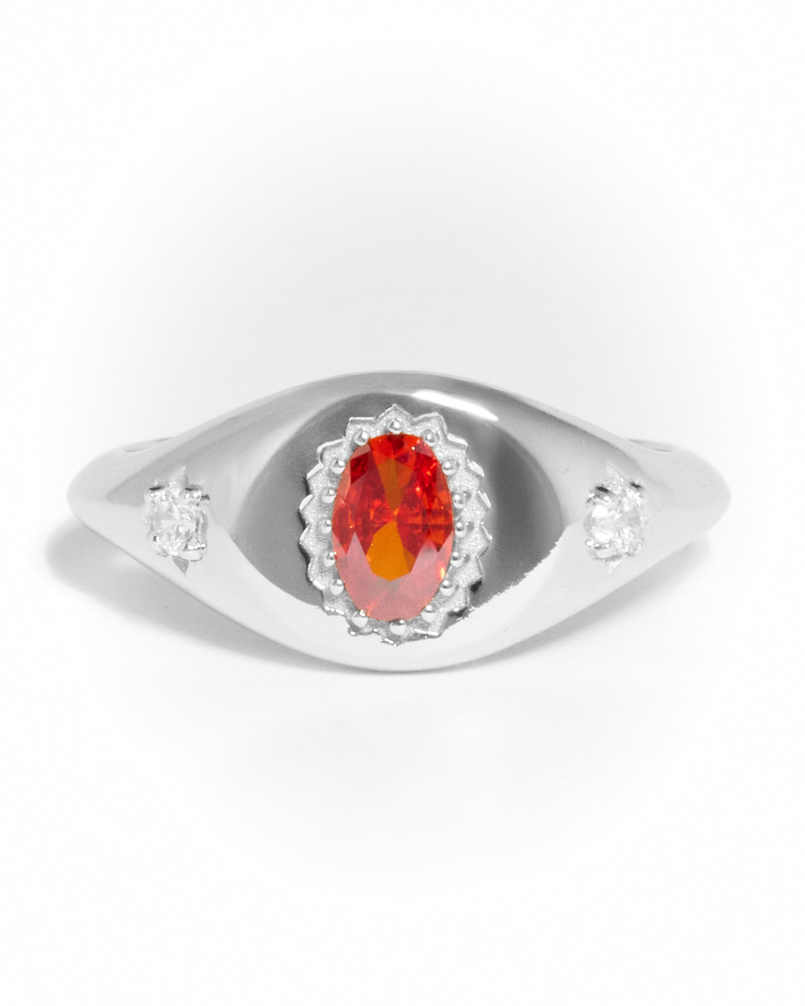 Lisbon red sky ring - silver