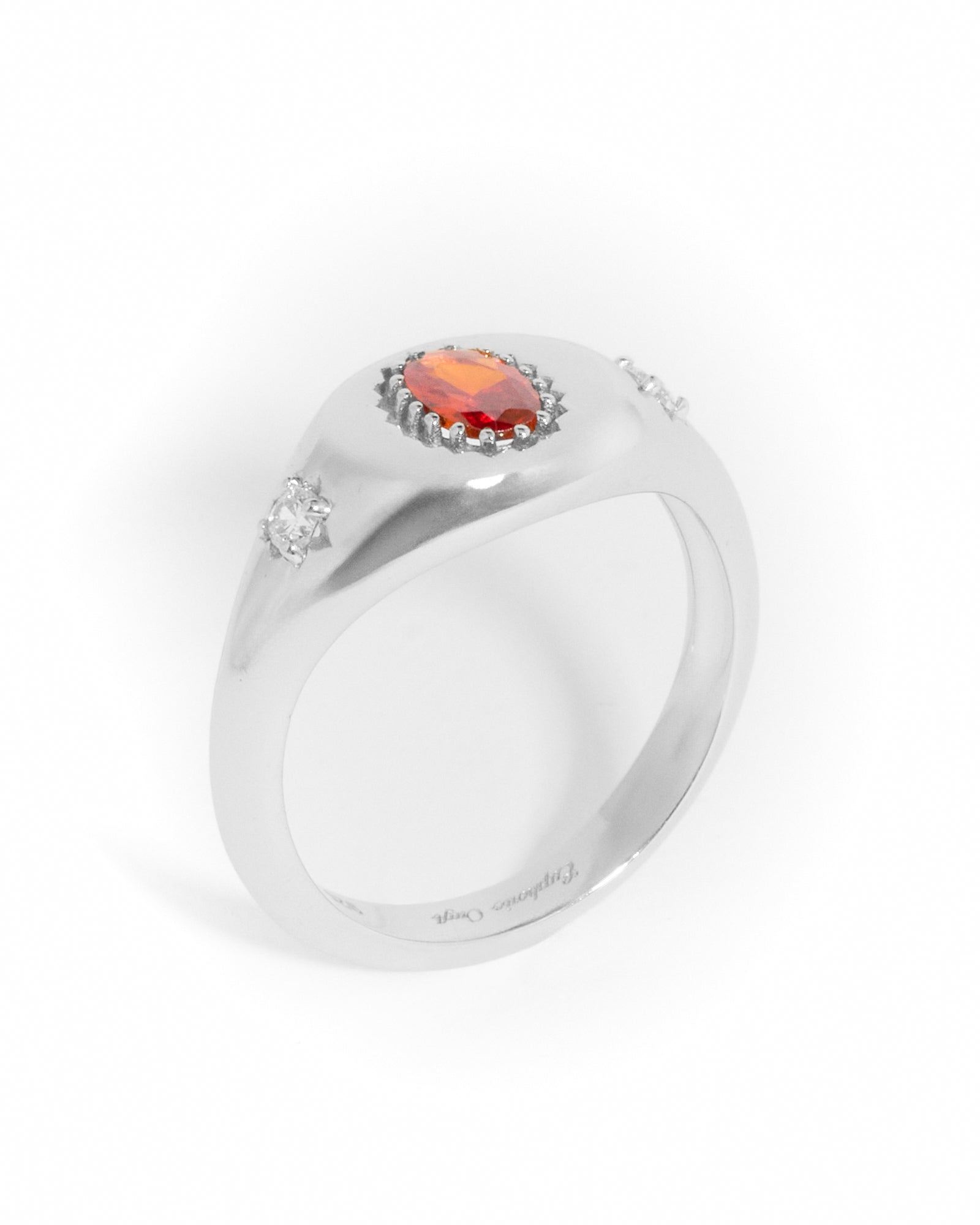 Lisbon red sky ring - silver
