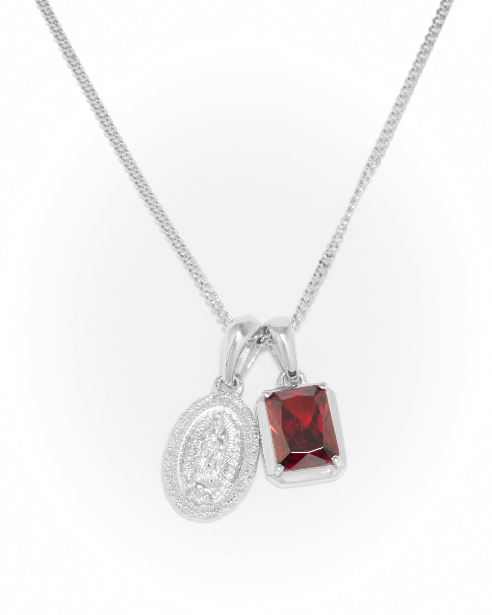 Mini Gaudalupe x Lisbon red stone stack - Silver (Pre order)