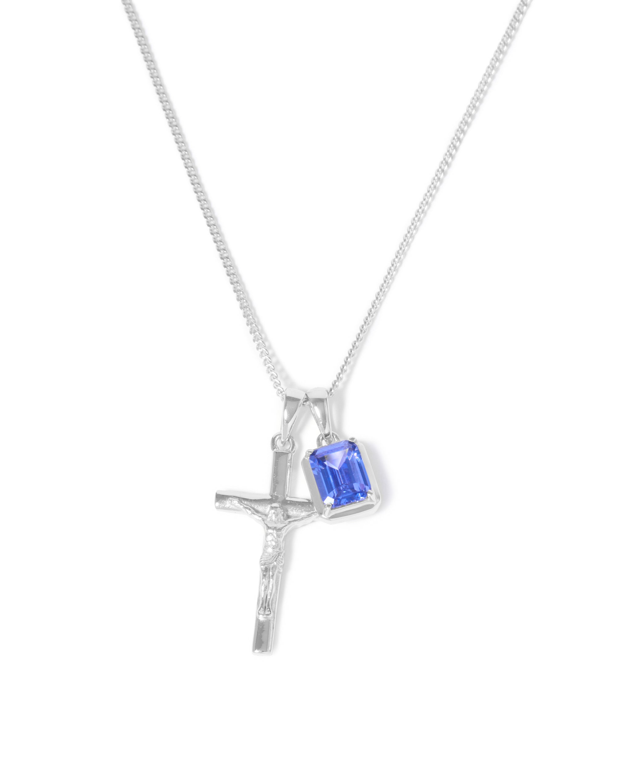 The Crucifix x Sapphire Stone - Silver (Pre order)