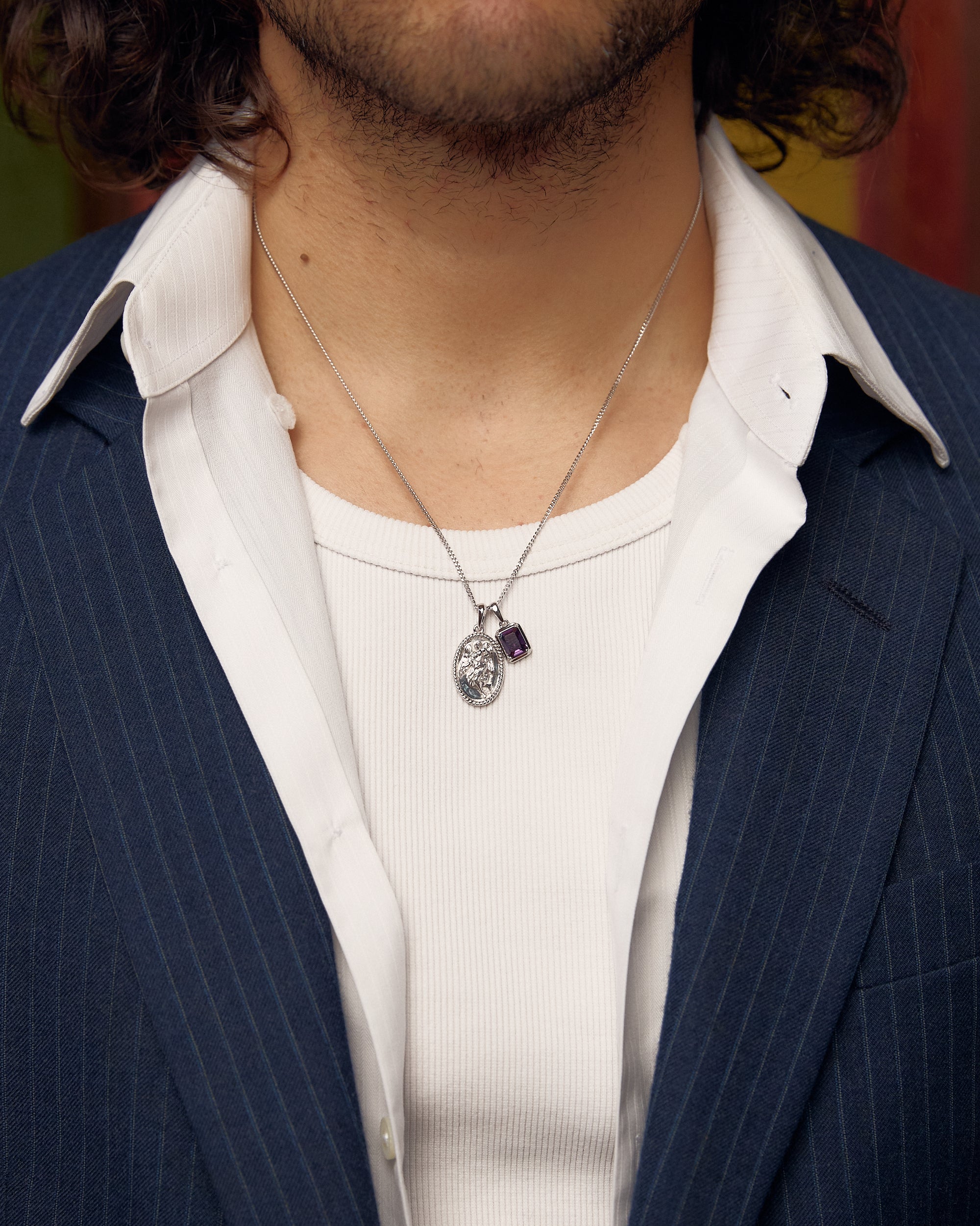 The Guardian X Amethyst stone stack - Silver