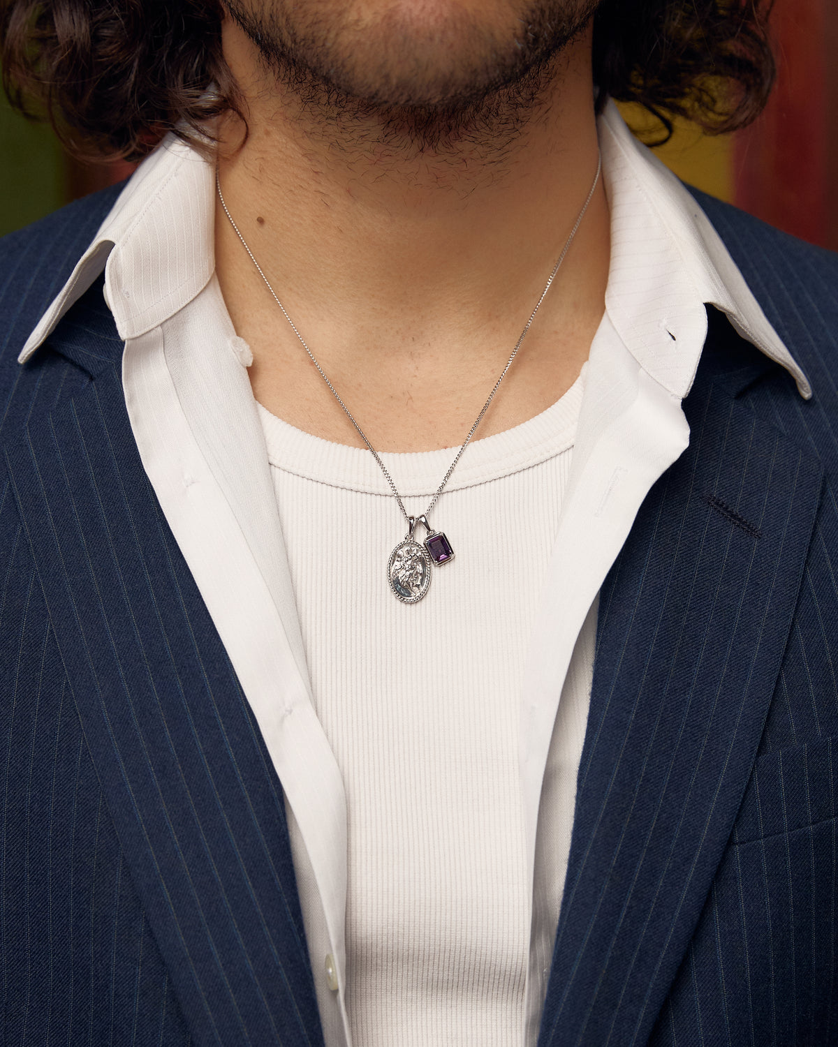The Guardian X Cathedral Amethyst stone stack - Silver