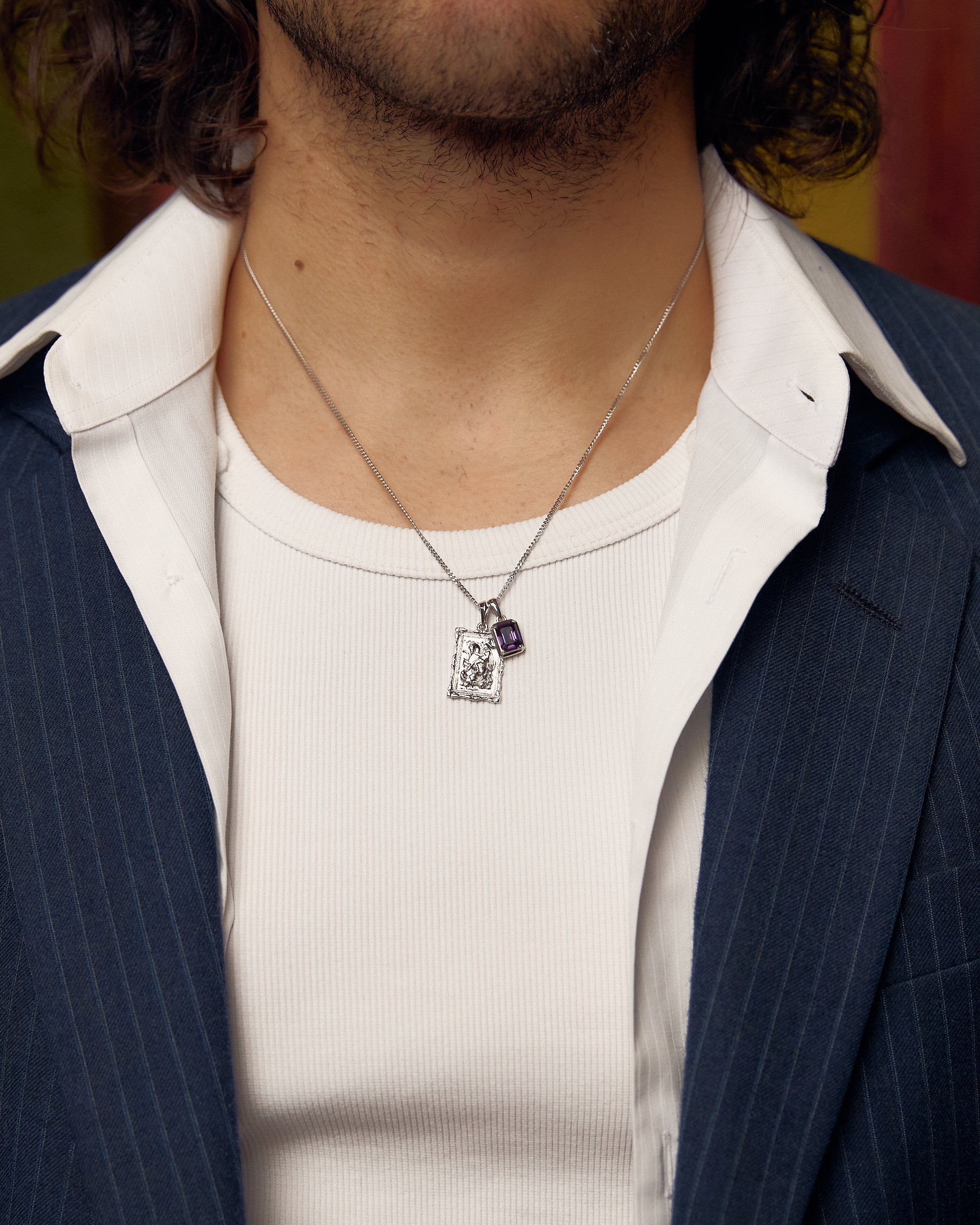St George frame x Amertyst stone stack - Silver