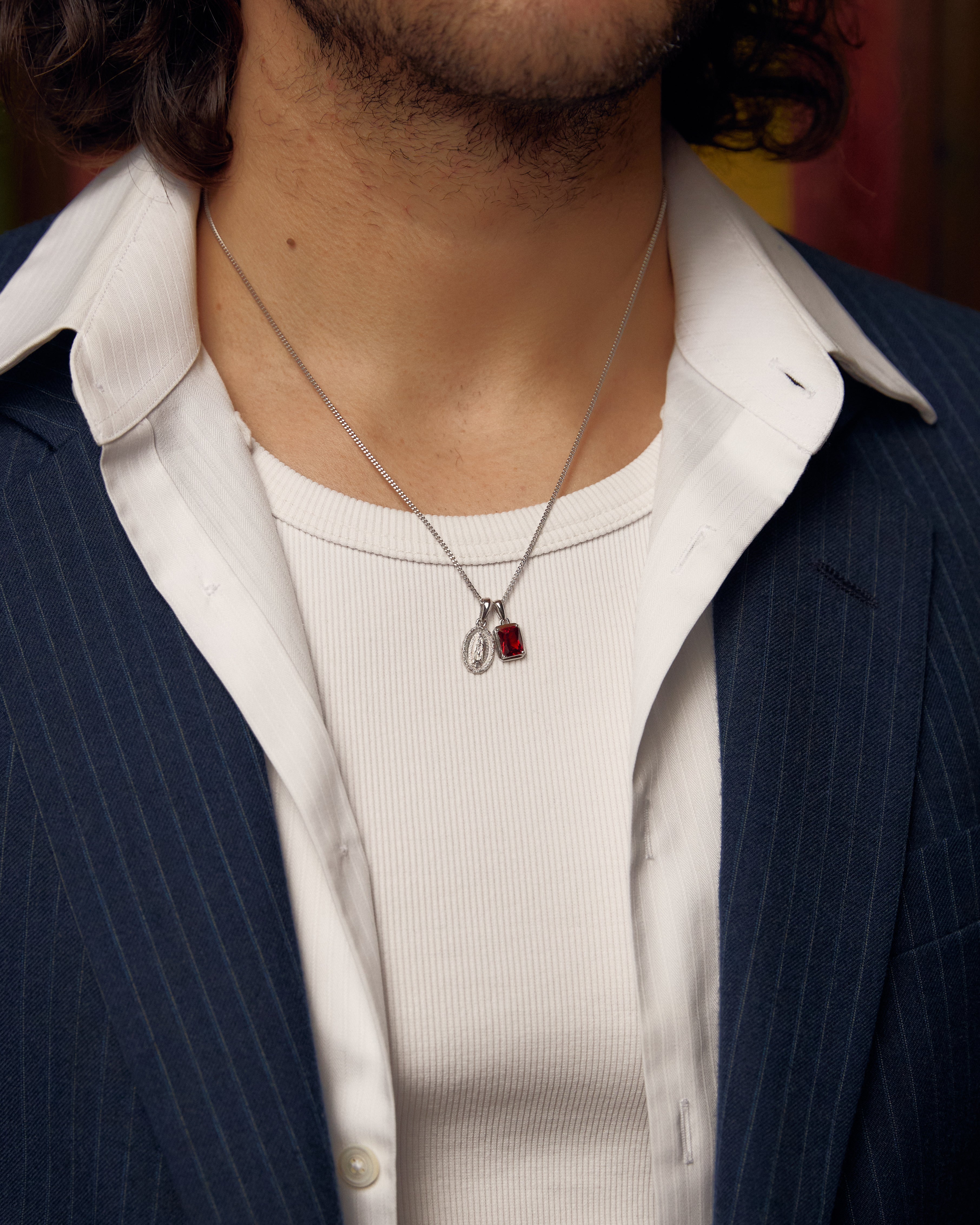 Mini Gaudalupe x Lisbon red stone stack - Silver (Pre order)