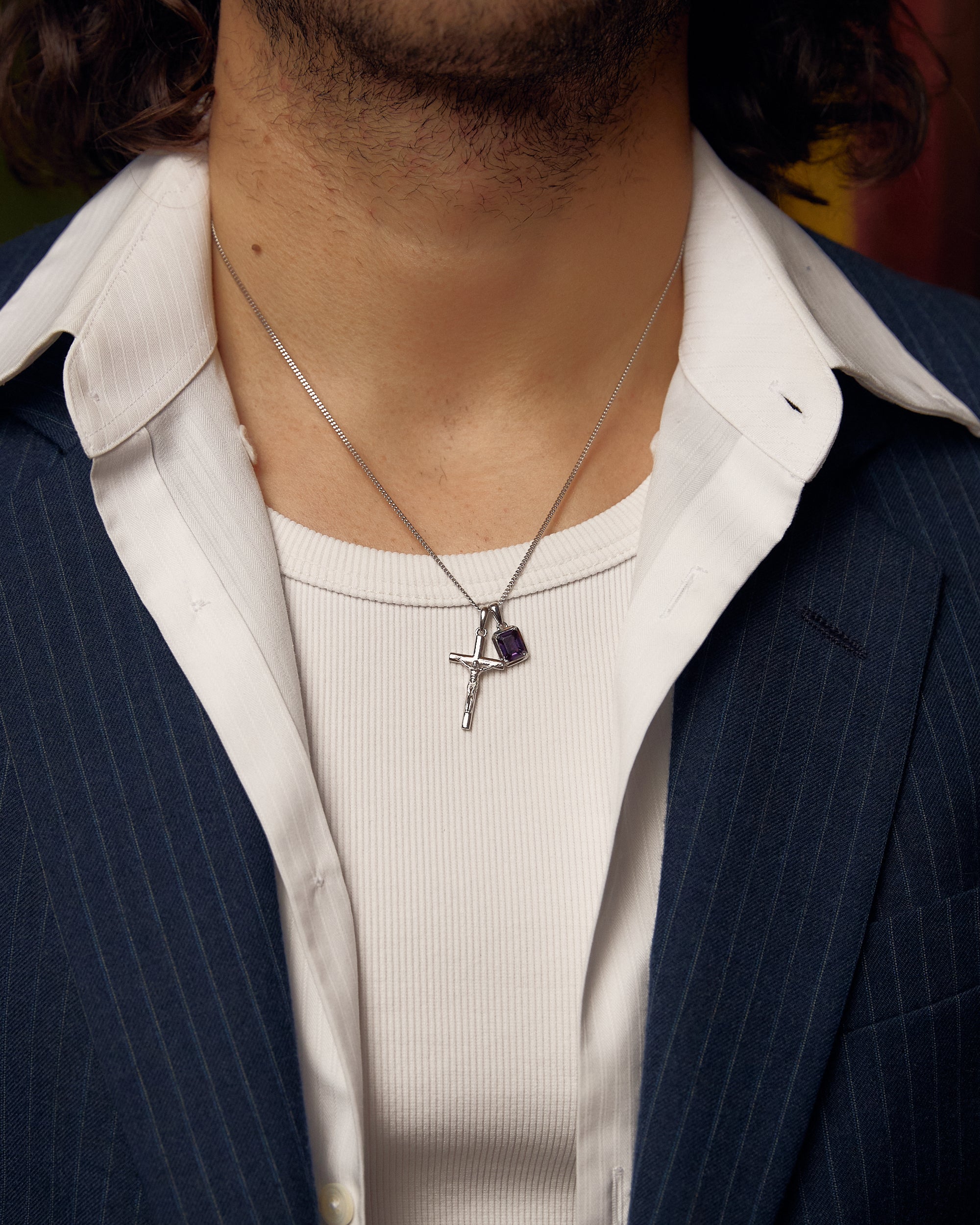 The Crucifix x Cathedral Amethyst stone - Silver