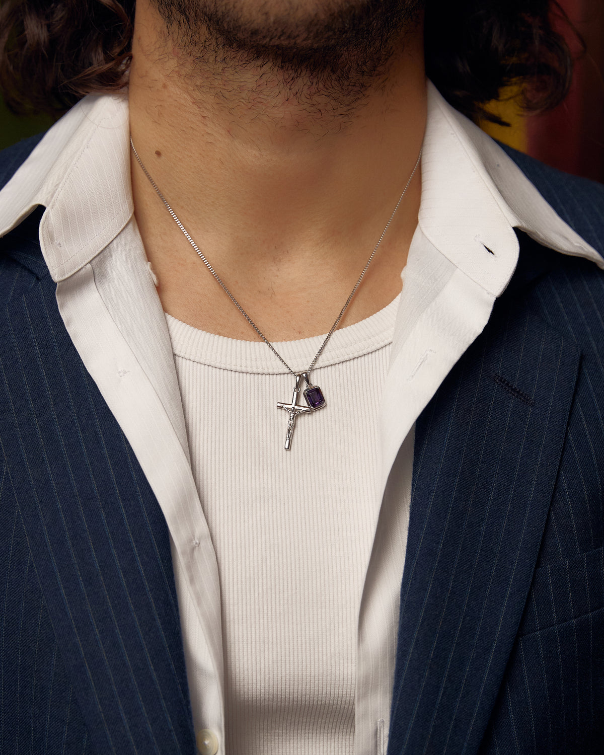 The Crucifix x Cathedral Amethyst stone - Silver