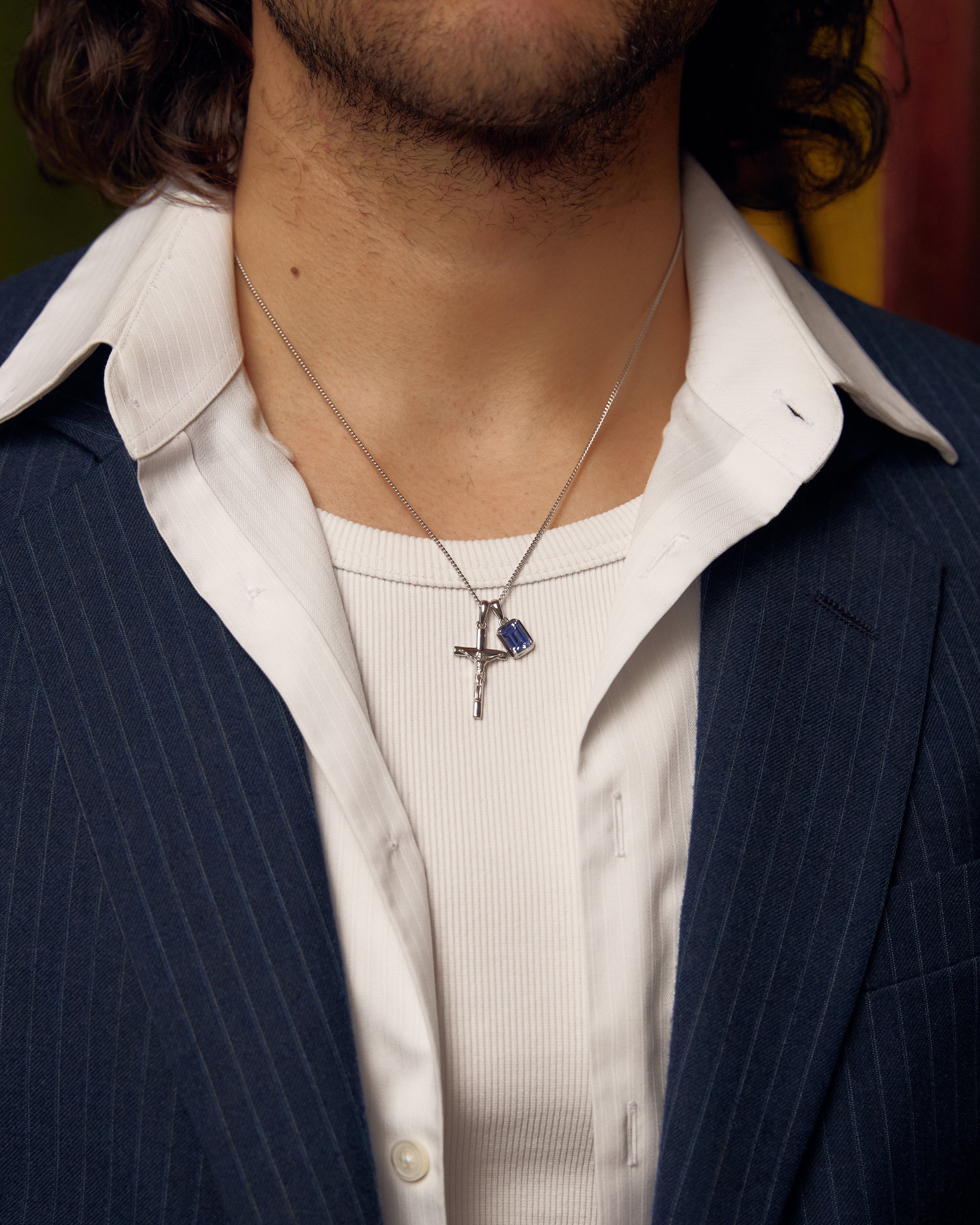 The Crucifix x Sapphire Stone - Silver (Pre order)