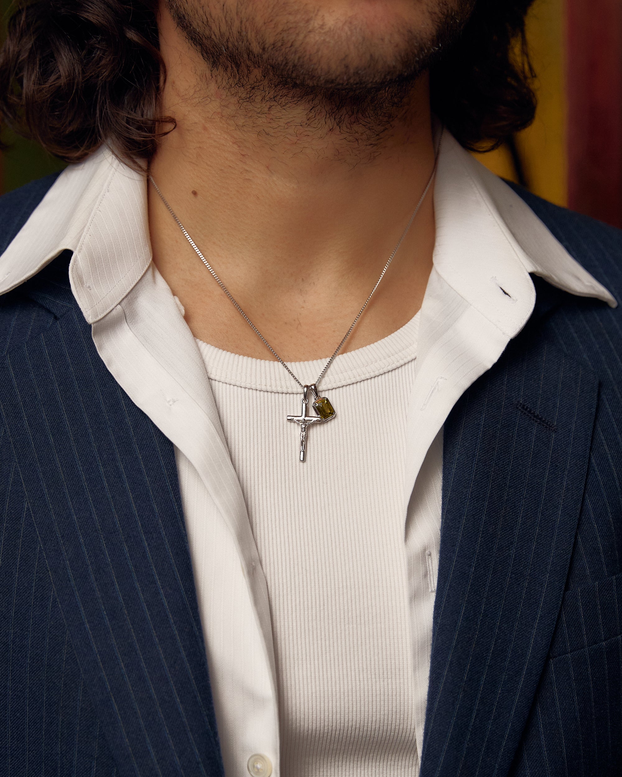 The Crucifix x Mediterranean Olive stone - Silver
