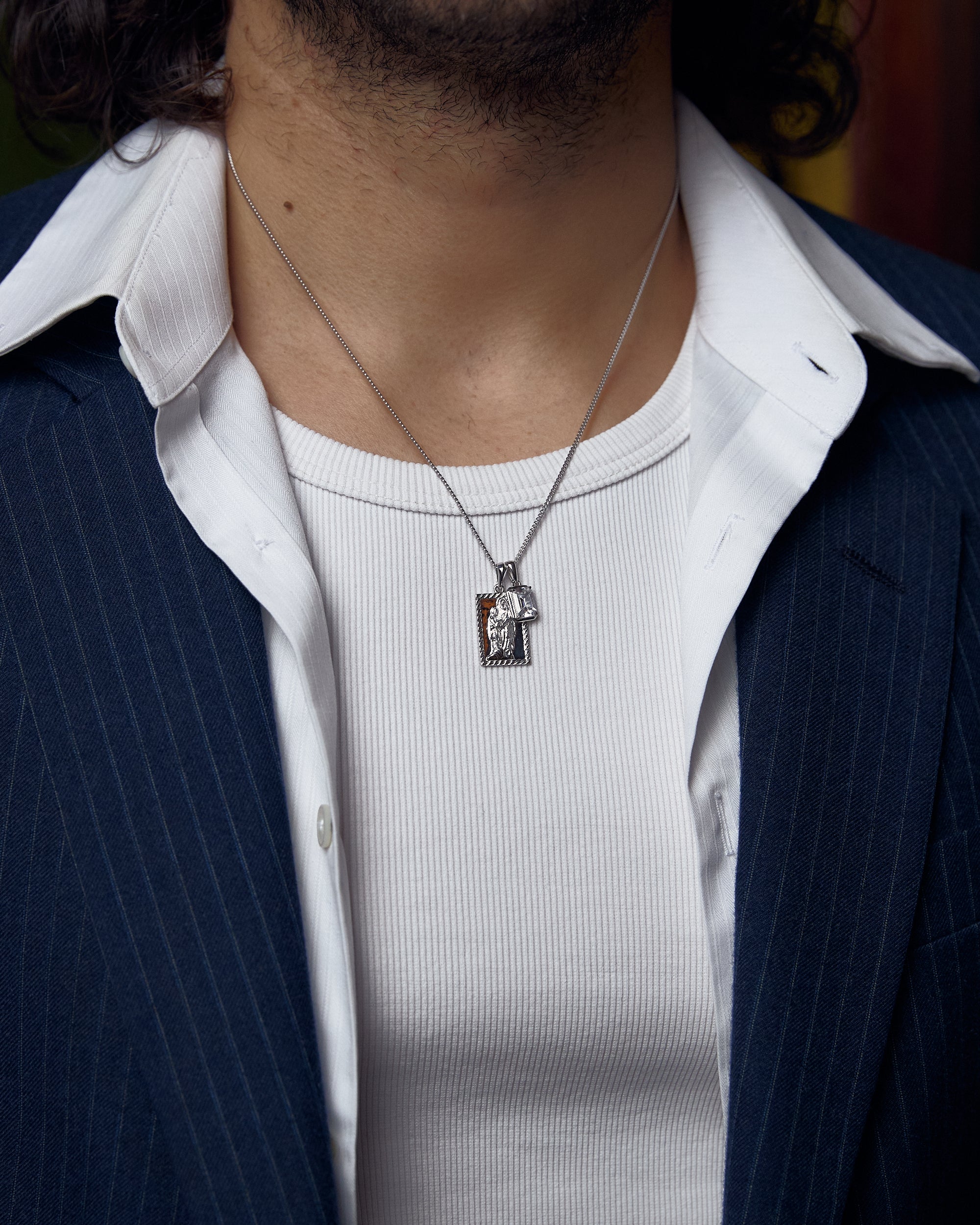 Mother Mary frame x diamond stone stack - Silver
