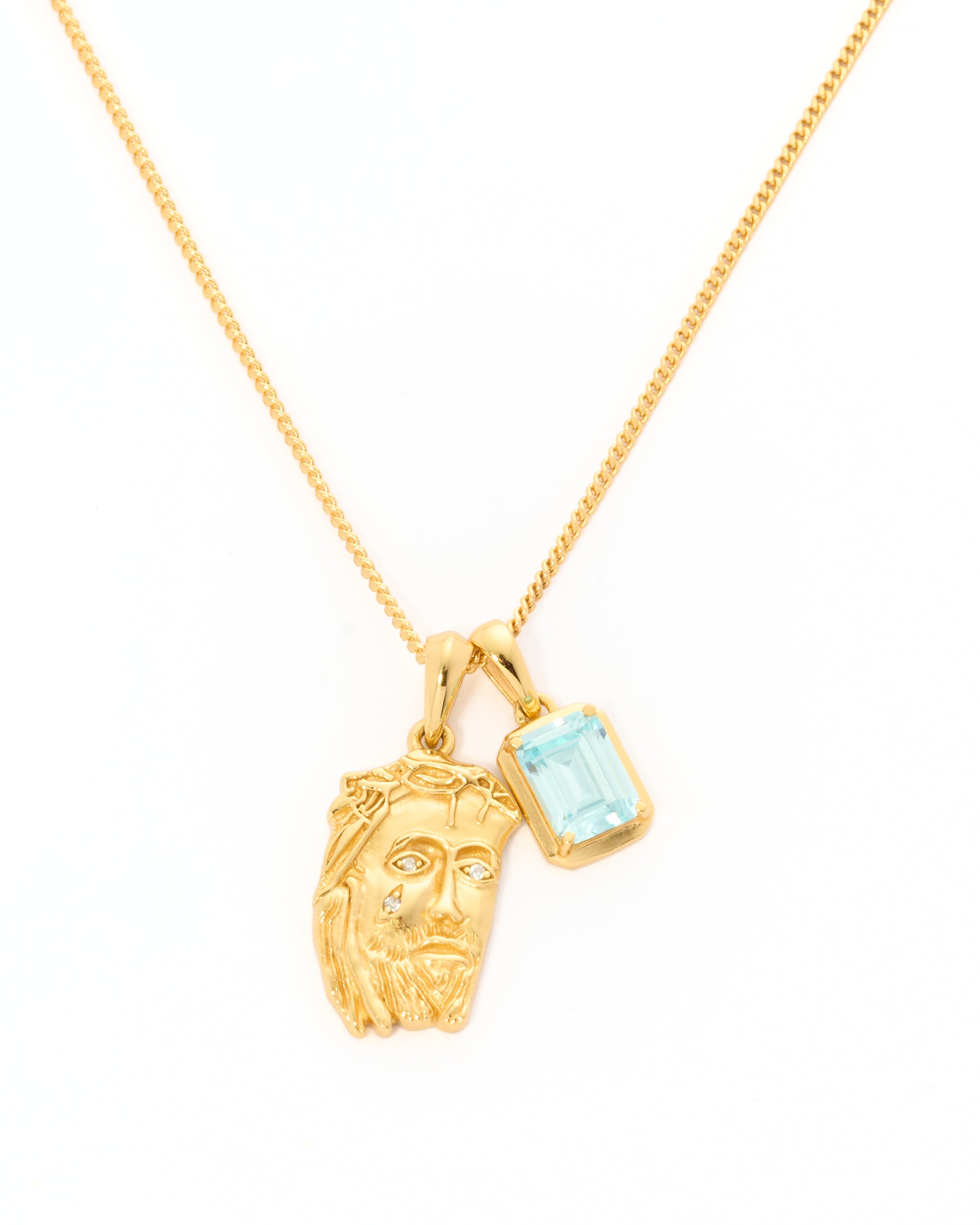 Tearing Jesus Piece x Maré Aquamarine stone stack - Gold