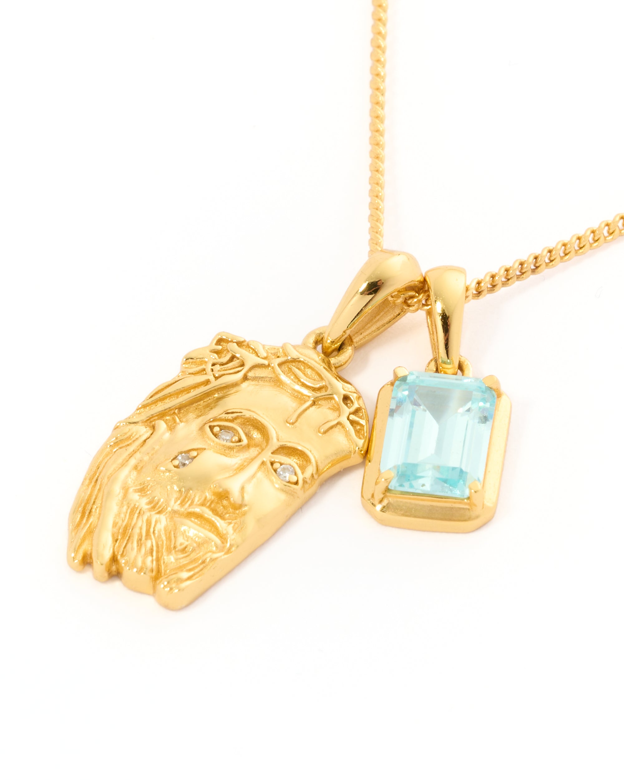 Tearing Jesus Piece x Maré Aquamarine stone stack - Gold