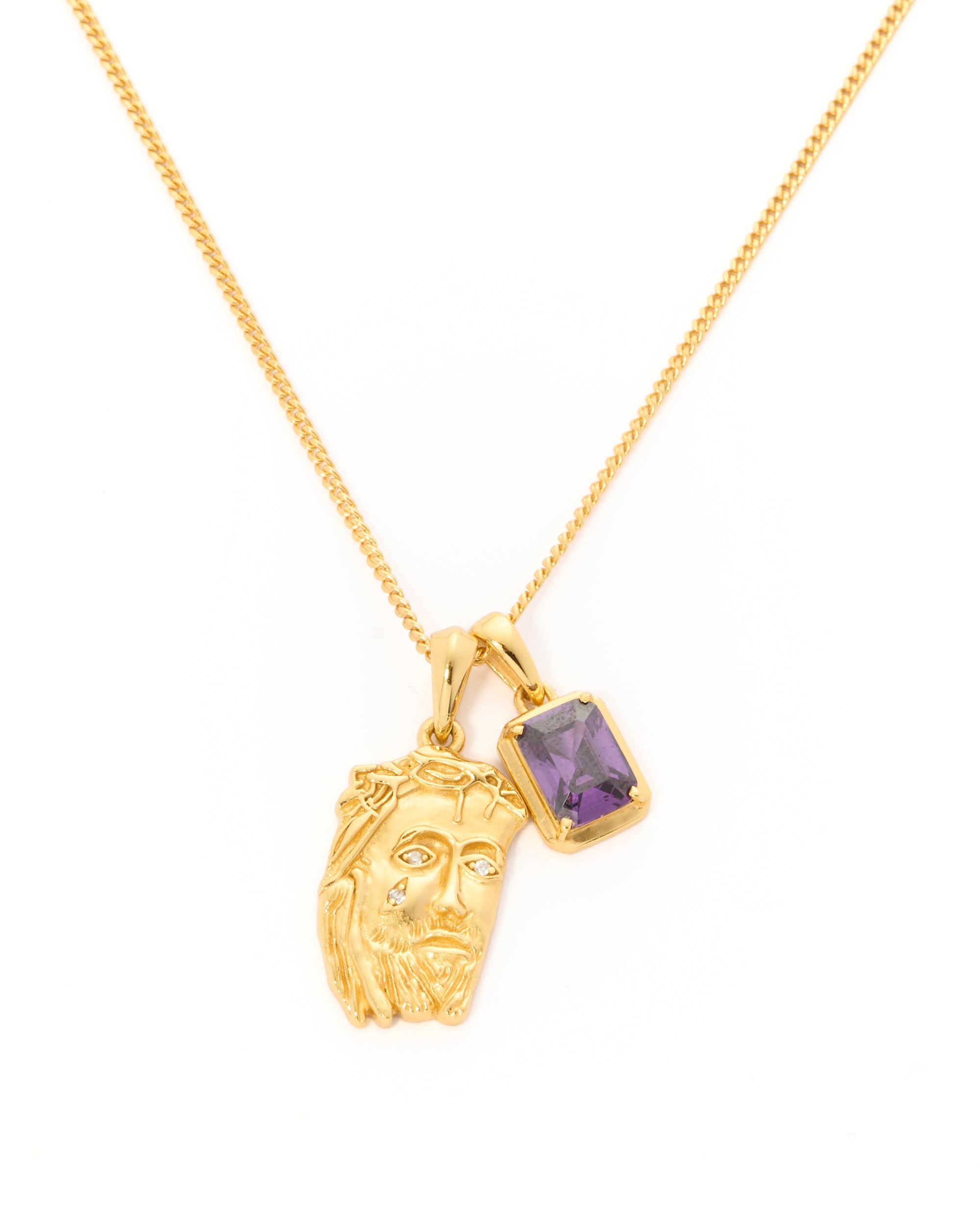 Tearing Jesus Piece x Cathedral Amethyst stone stack - Gold