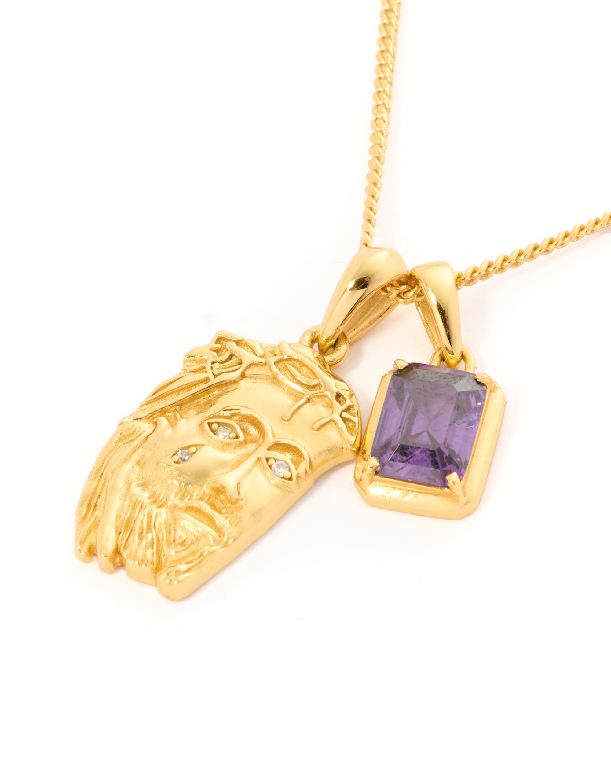 Tearing Jesus Piece x Cathedral Amethyst stone stack - Gold