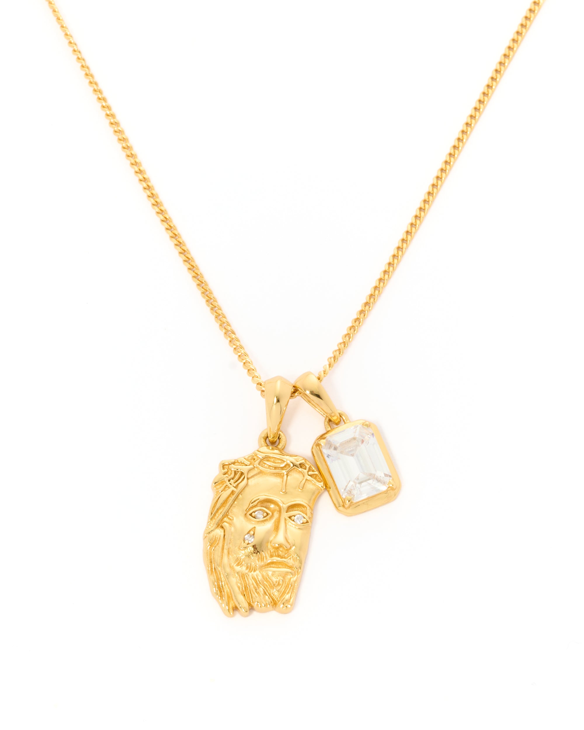 Tearing Jesus Piece x diamond stone stack - Gold