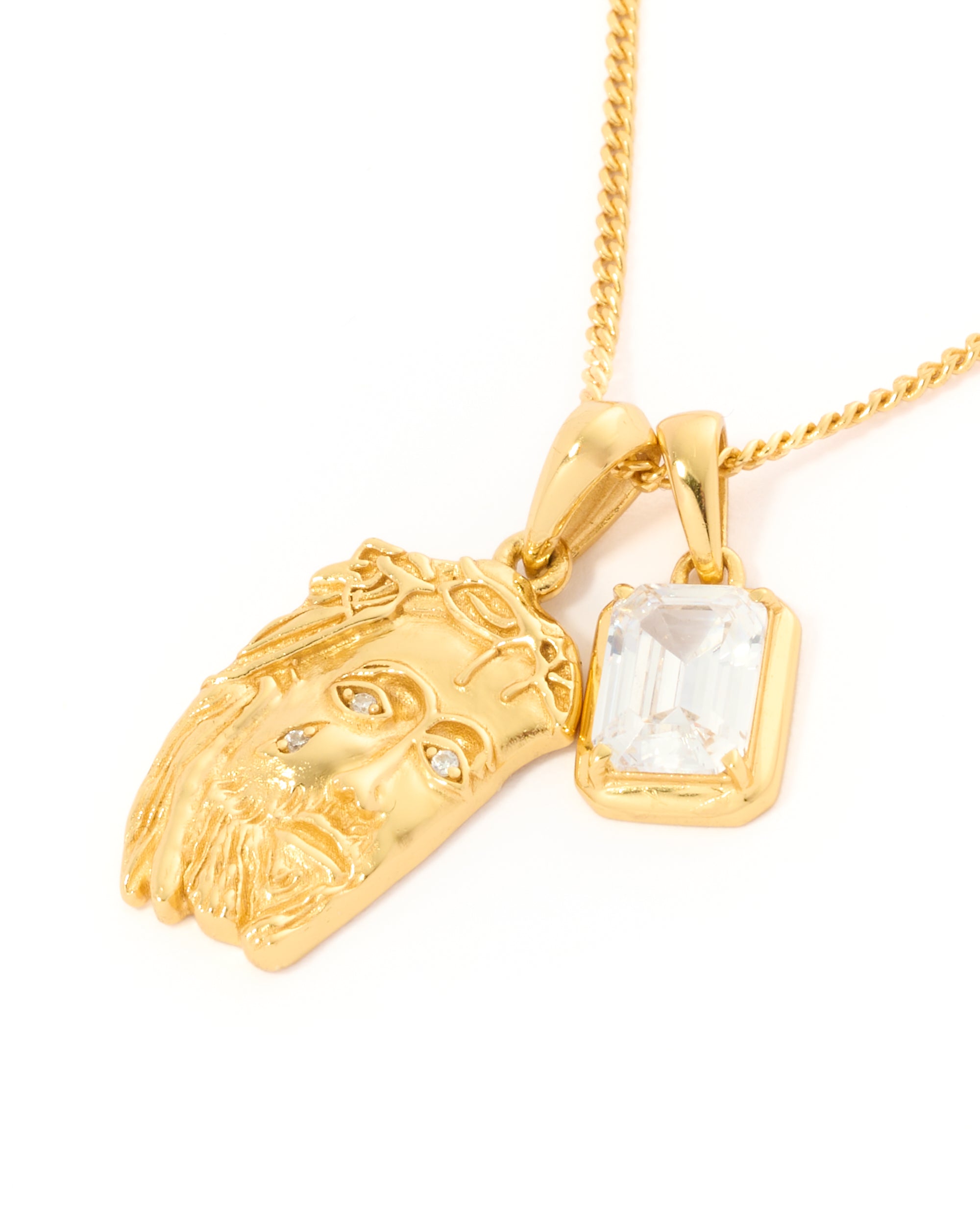 Tearing Jesus Piece x diamond stone stack - Gold