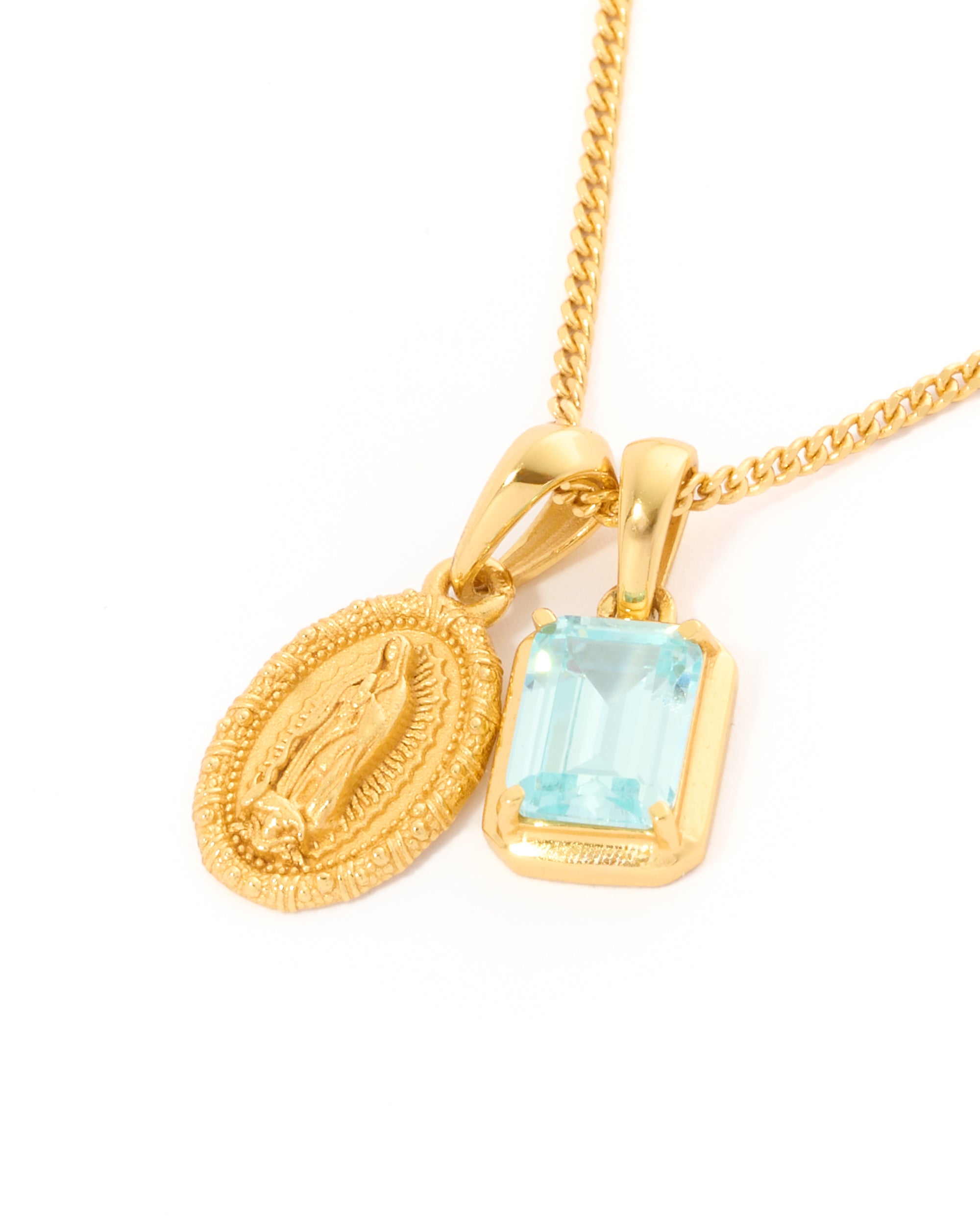 Mini Guadalupe x Aquamarine stone stack - Gold