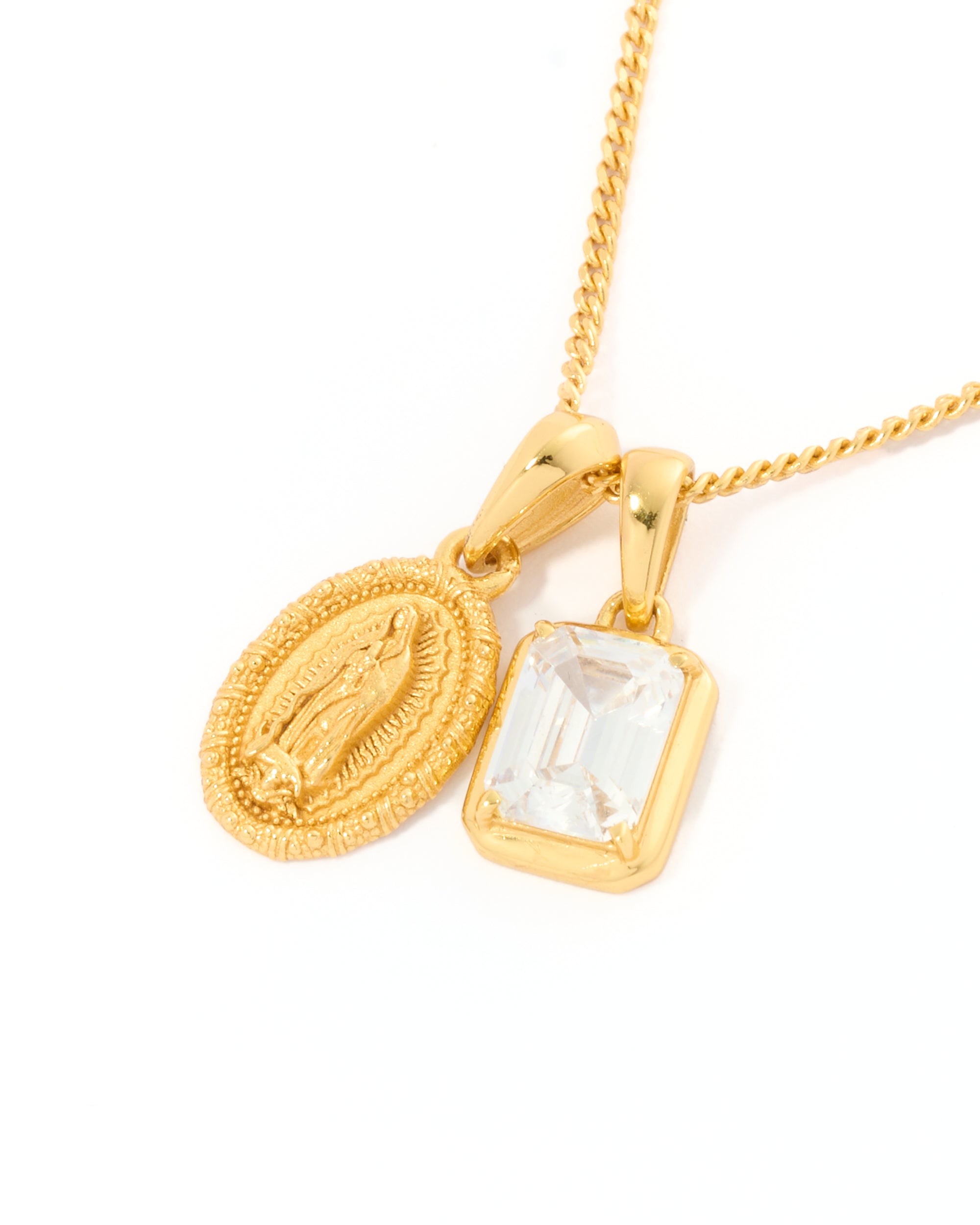 Mini Guadalupe x Sapphire stone stack - Gold