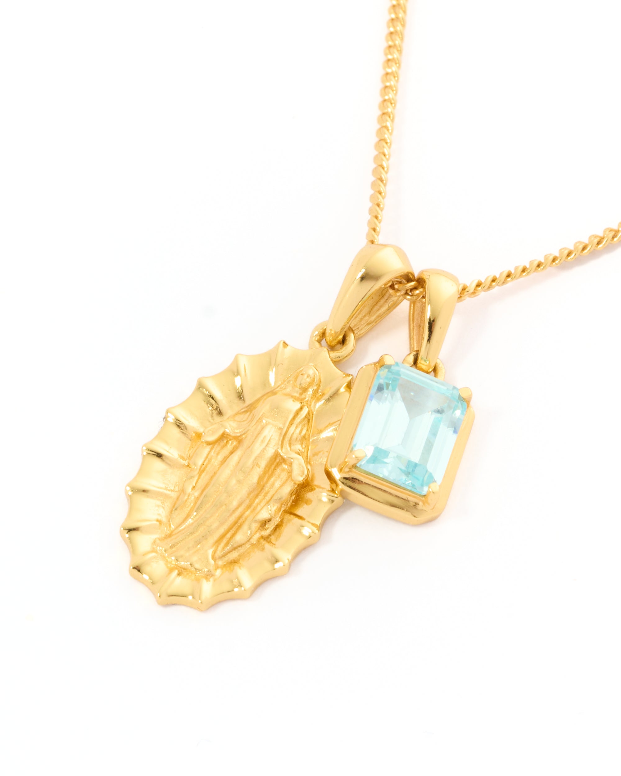 Our Lady of Guadalupe x Maré Aquamarine stone stack - Gold